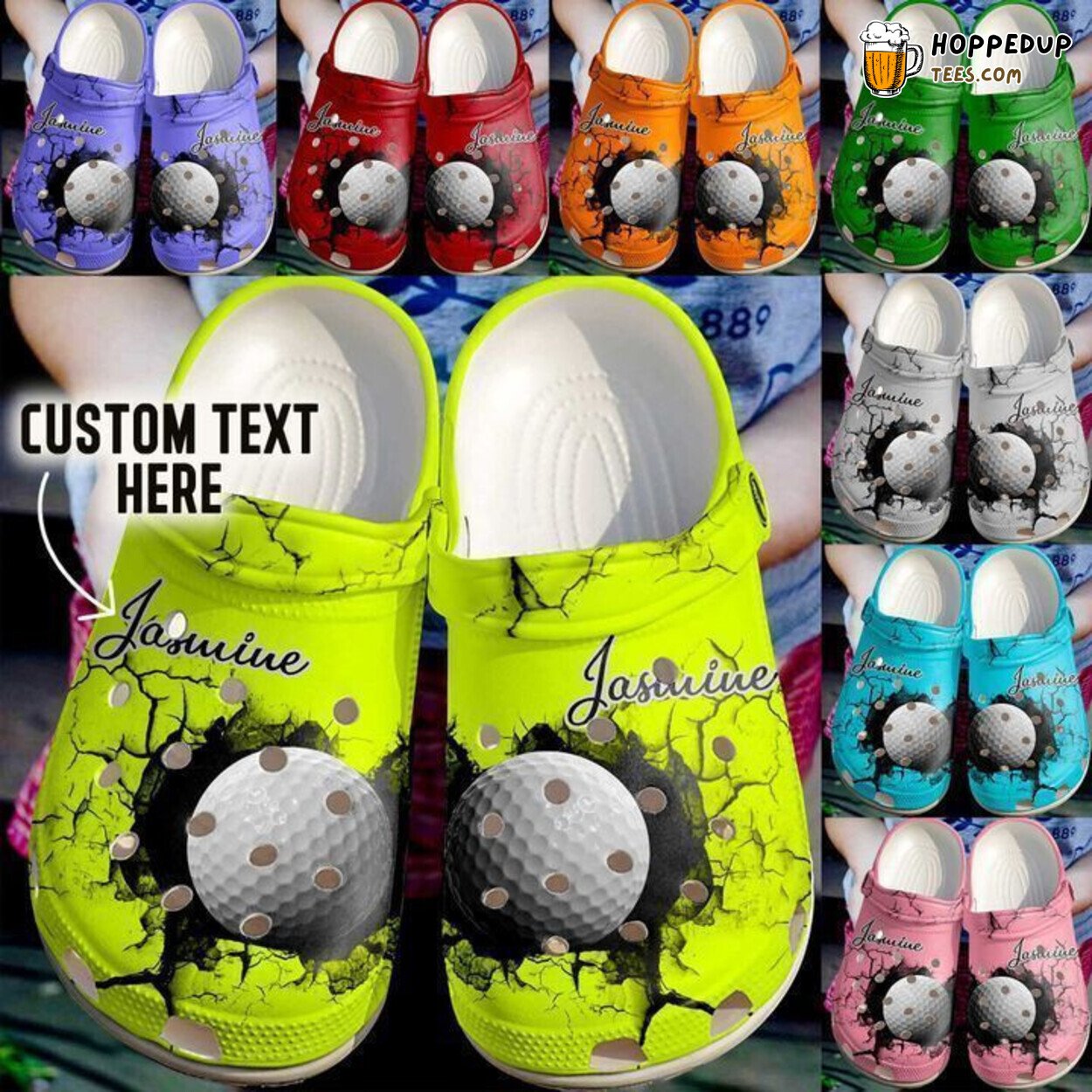 Personalized Golf Crack Wall Ball Design Sporty Clog Shoes