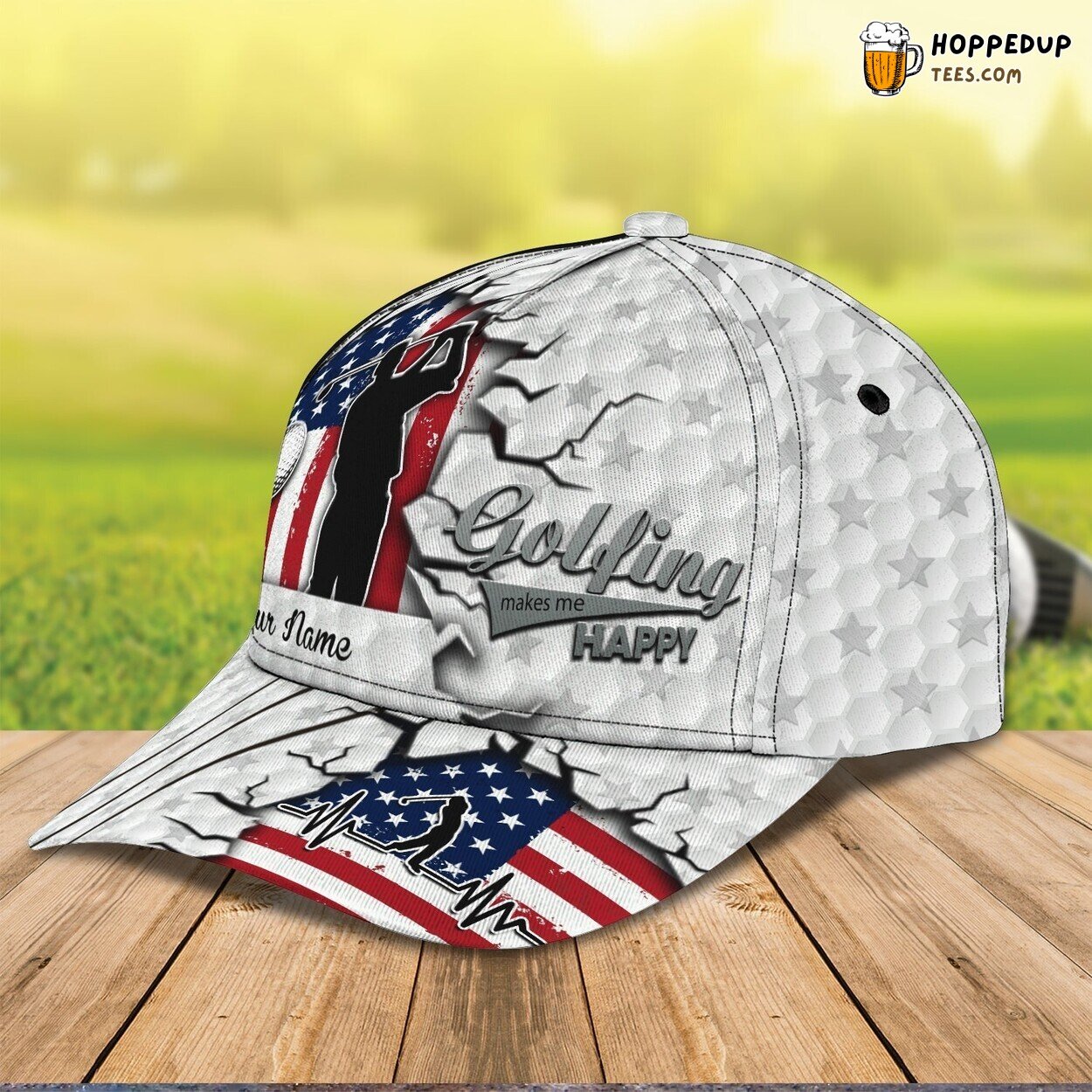 Personalized Golfing Baseball Cap 3D Men Women Makes Me Happy Design Hat Wear