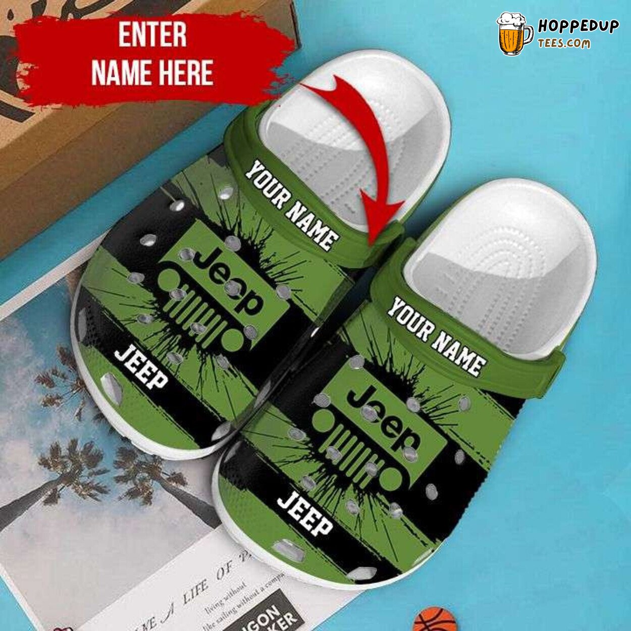 Personalized Green Jeep Lovers Comfortable Unique Clog Shoes