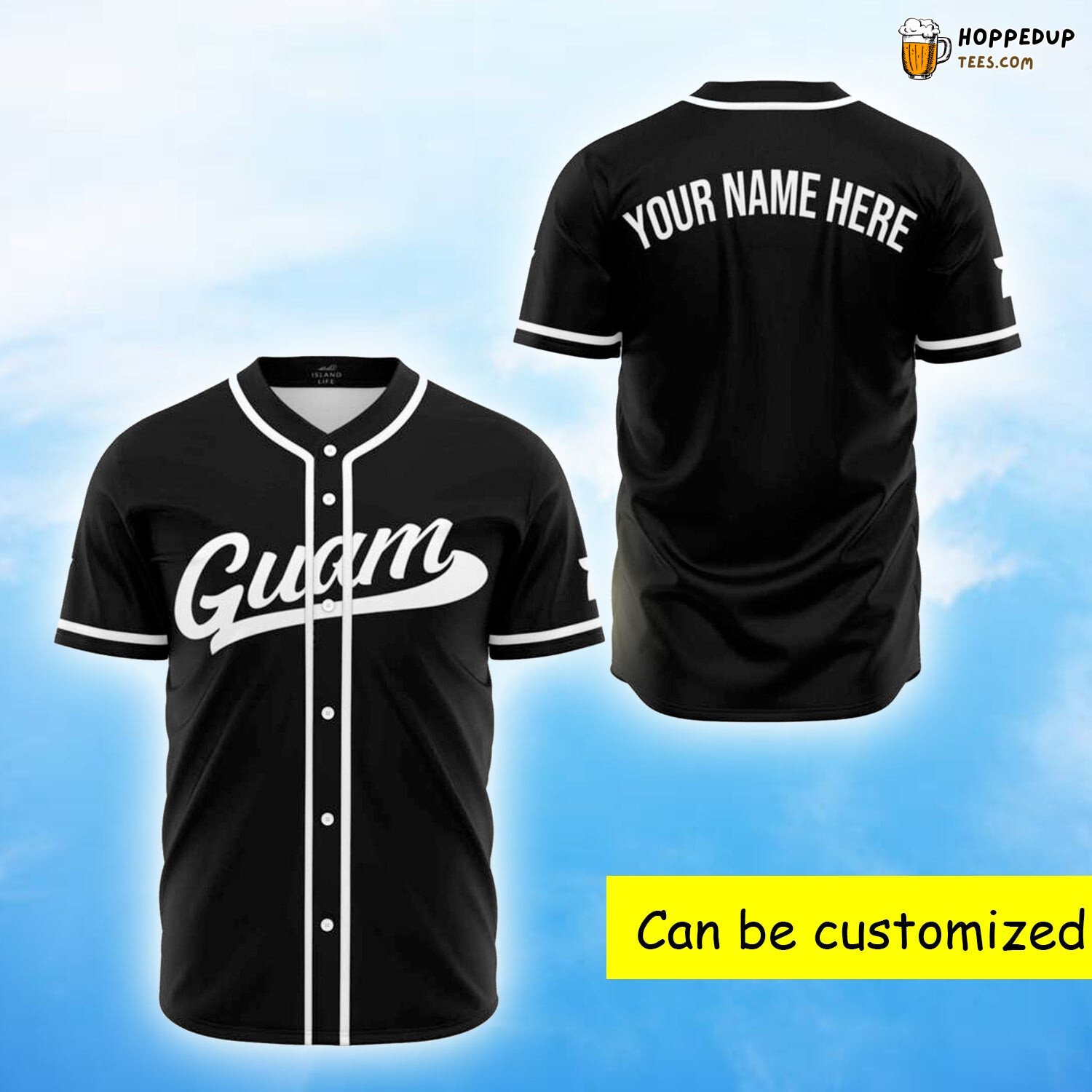 Personalized Guam Black Baseball Tee Jersey Shirts 3D