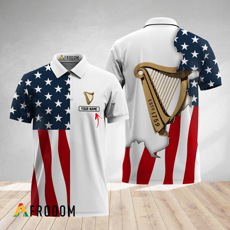 Personalized Guinness American Flag Polo Shirt HU