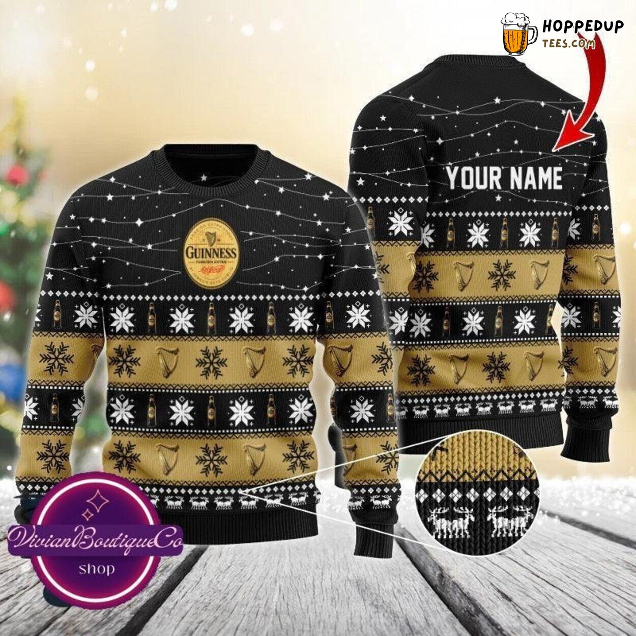 Personalized Guinness Beer Christmas Ugly Sweater for Unique Festive Gift