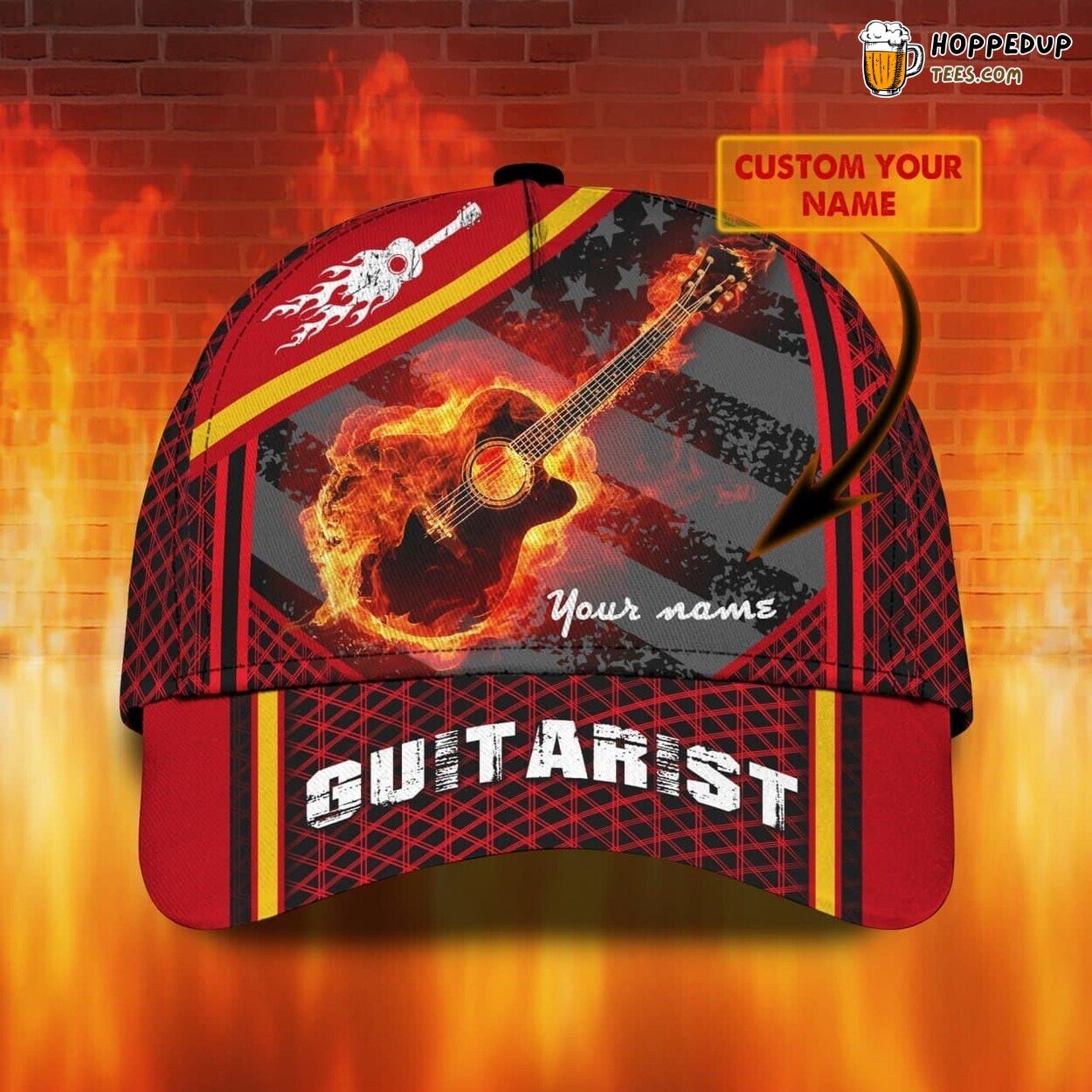 Personalized Guitar Full Print Cap Adult Colorful 3D Musician Design Hat Wear Personalized Guitar Full Print Cap Adult Colorful 3D Musician Design Hat Wear