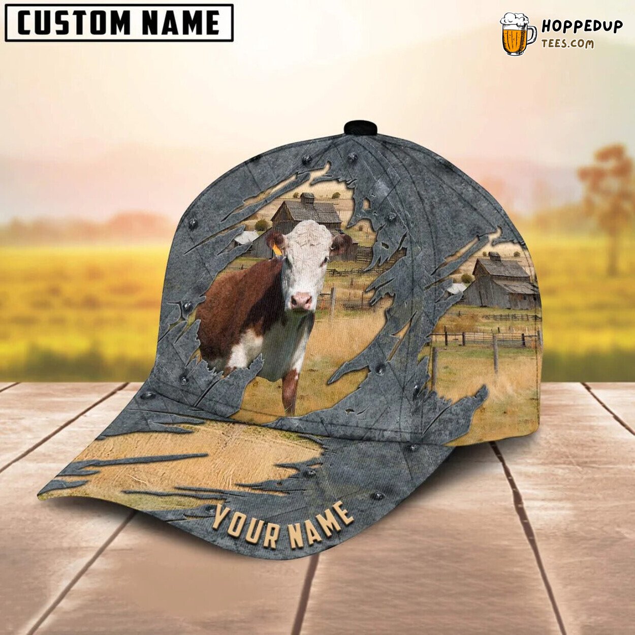 Personalized Hereford Cap Dad Farm Design Unique Baseball Cow Enthusiast Hat