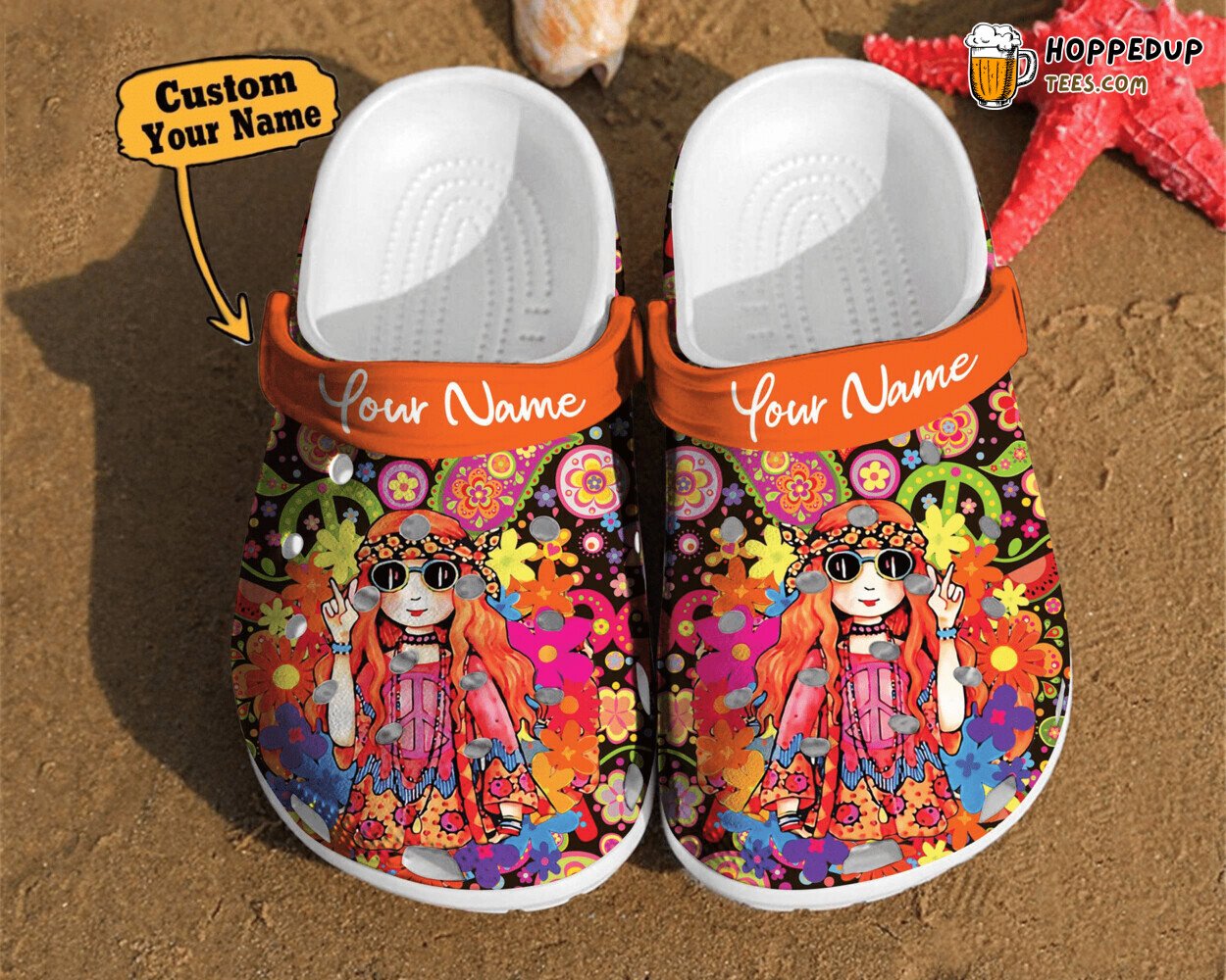 Personalized Hippie Girl Comfort Women Classic Style Birthday Clogs