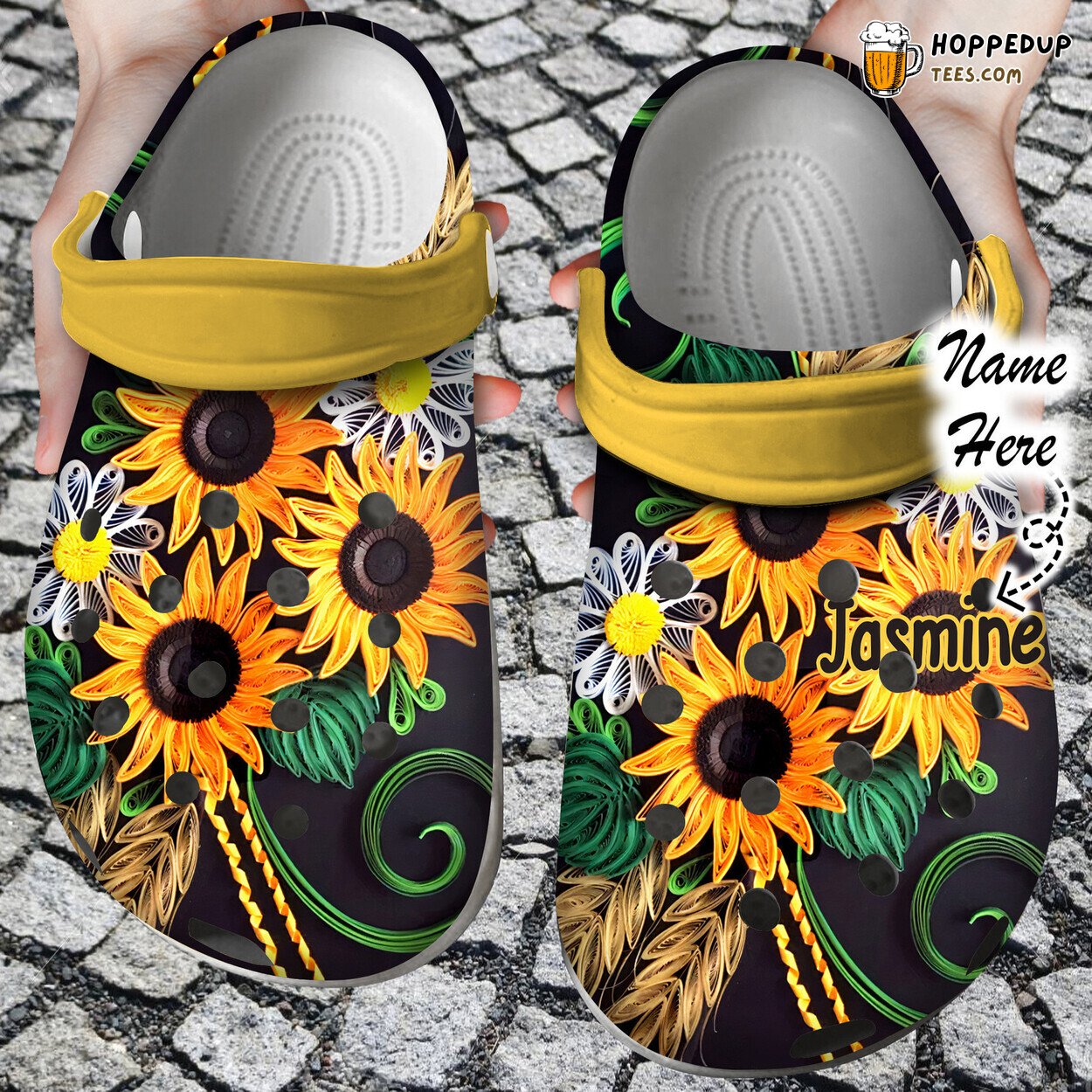 Personalized Hippie Sunflower Art Theme Comfortable Clogs Vibrant Shoes