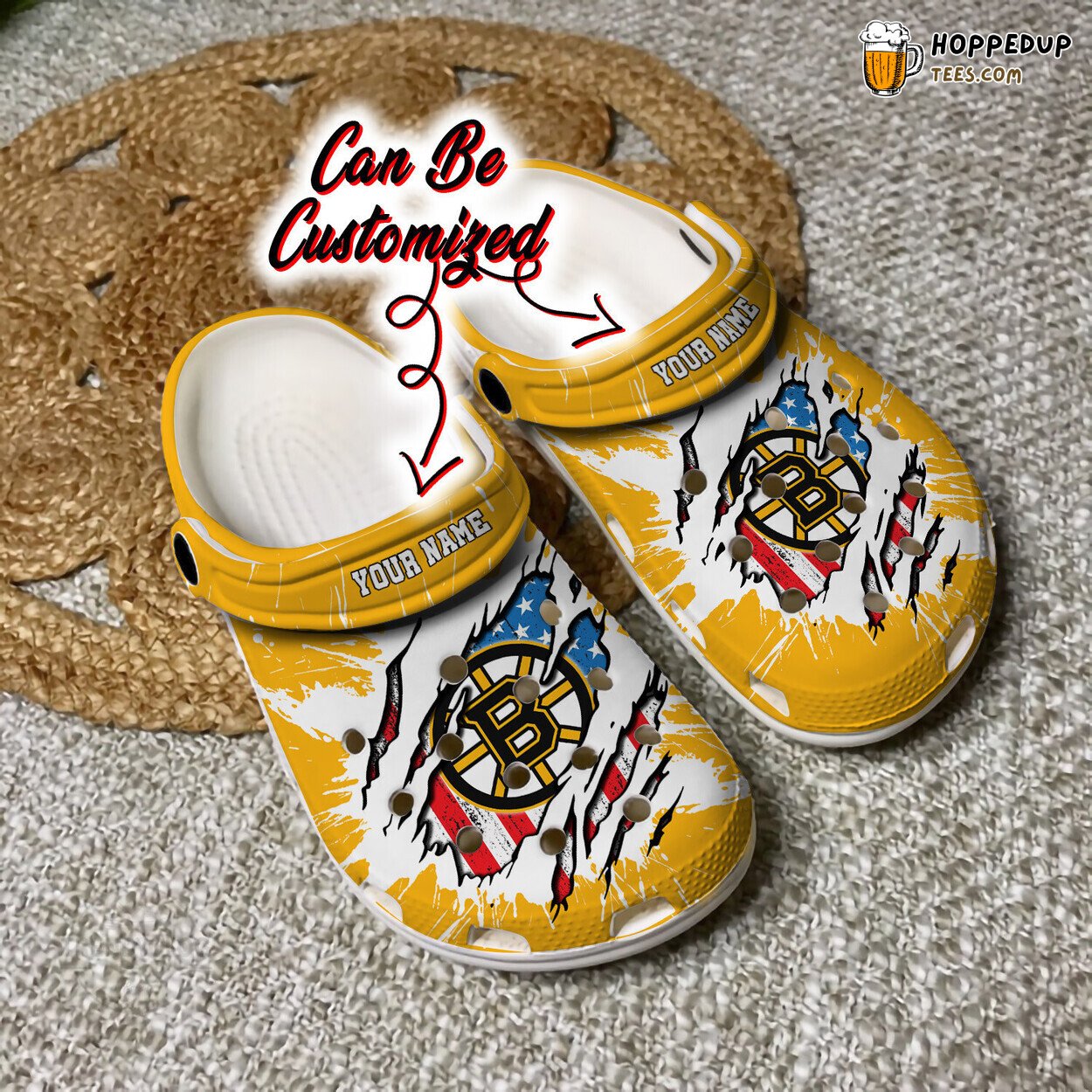 Personalized Hockey Team Ripped Flag Stylish Clog Shoes