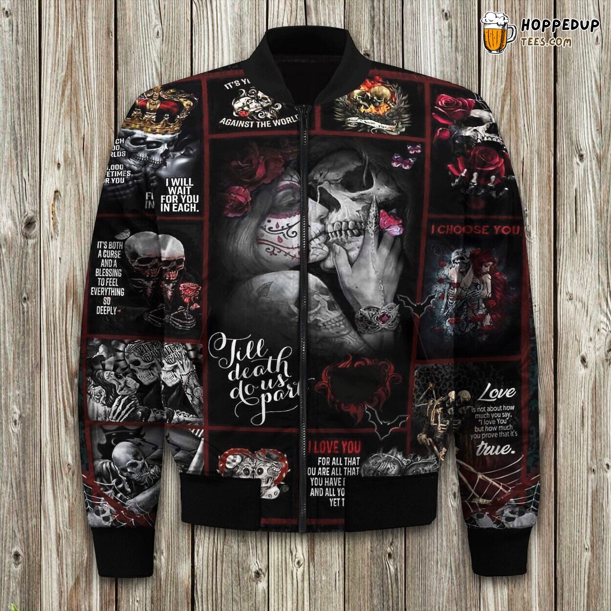 Personalized I Love You Till Death Do Path Couple Skull Bomber Jacket