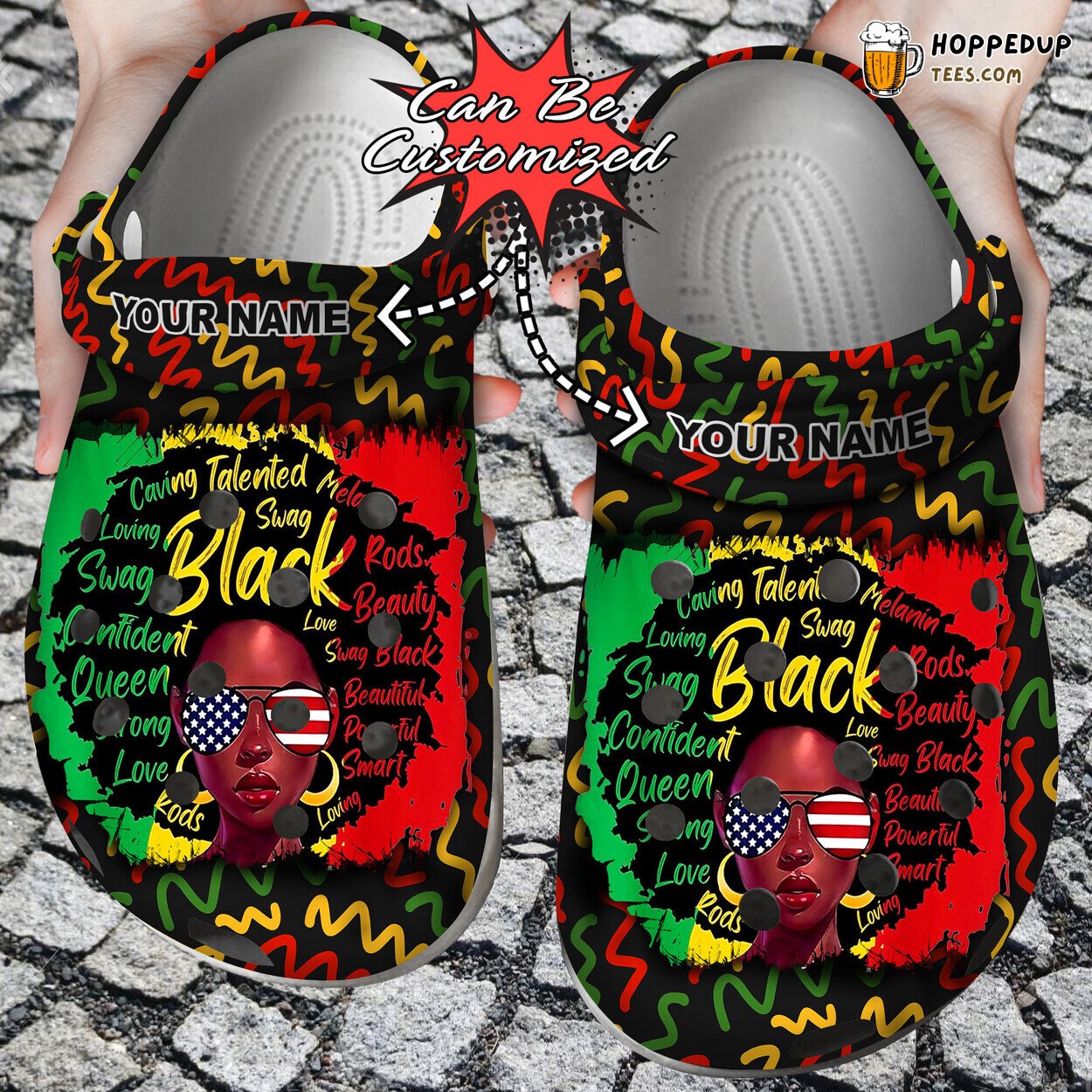 Personalized Juneteenth Black Girl American Comfortable Clog Shoes