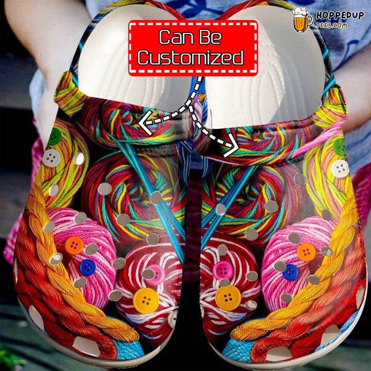 Personalized Knitting Colorful Yarn Theme Comfortable Clogs Artistic Shoes