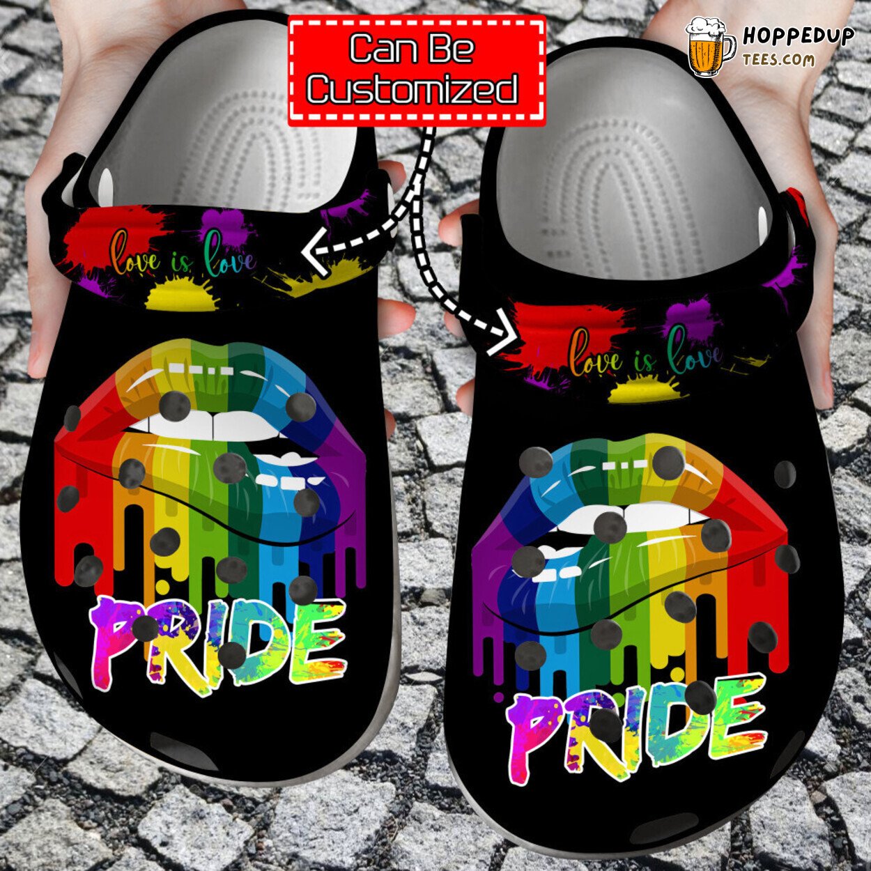 Personalized LGBT Pride Lips Love Rainbow Theme Clog Shoes