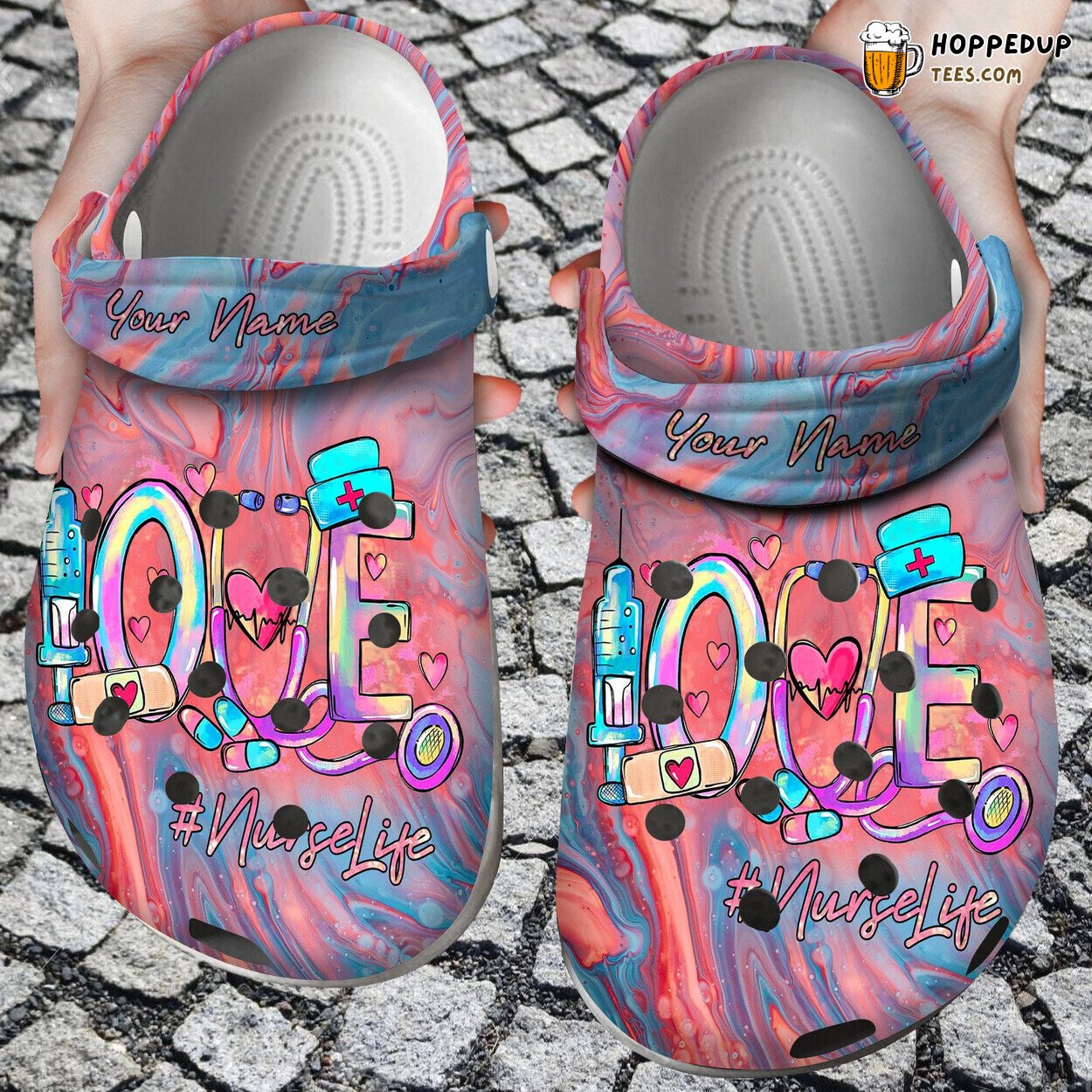 Personalized Love Nurse Life Tie Dye Comfortable Clogs Vibrant Design