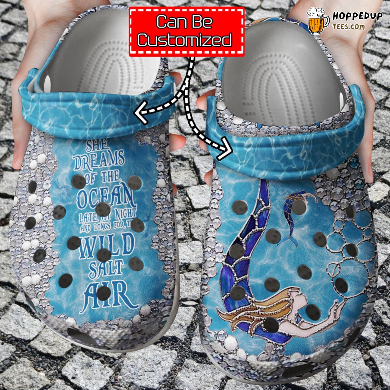 Personalized Mermaid Ocean Dreams Comfortable Clog Shoes Design