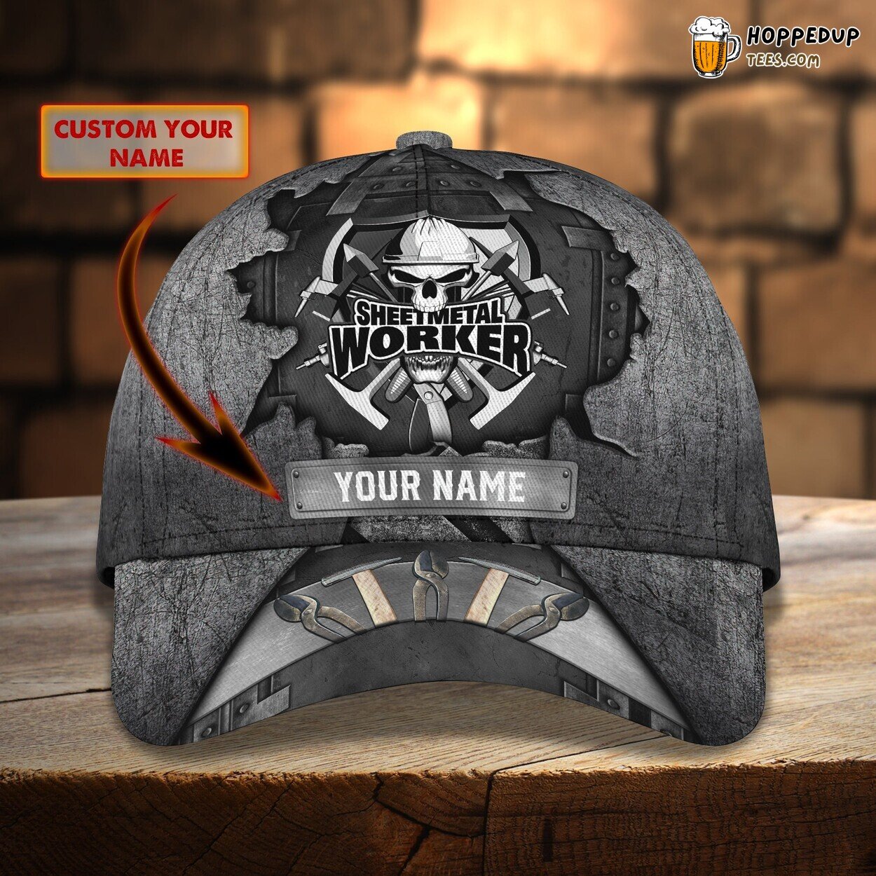 Personalized Metal Worker Classic Cap 3D Unique Design Custom Name Fit