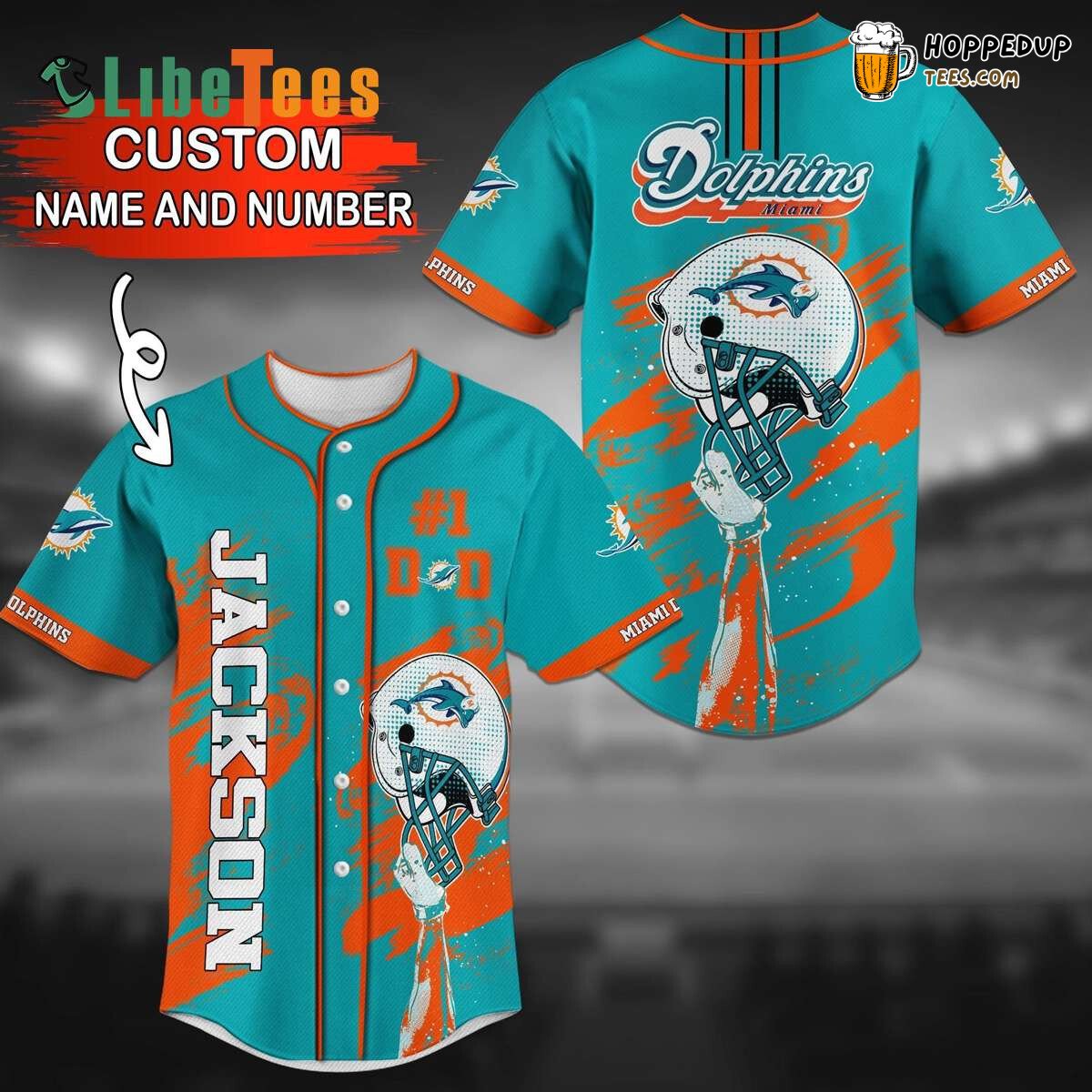 Personalized Miami Dolphins Baseball Jersey Helmet Art Ideal Fan Present