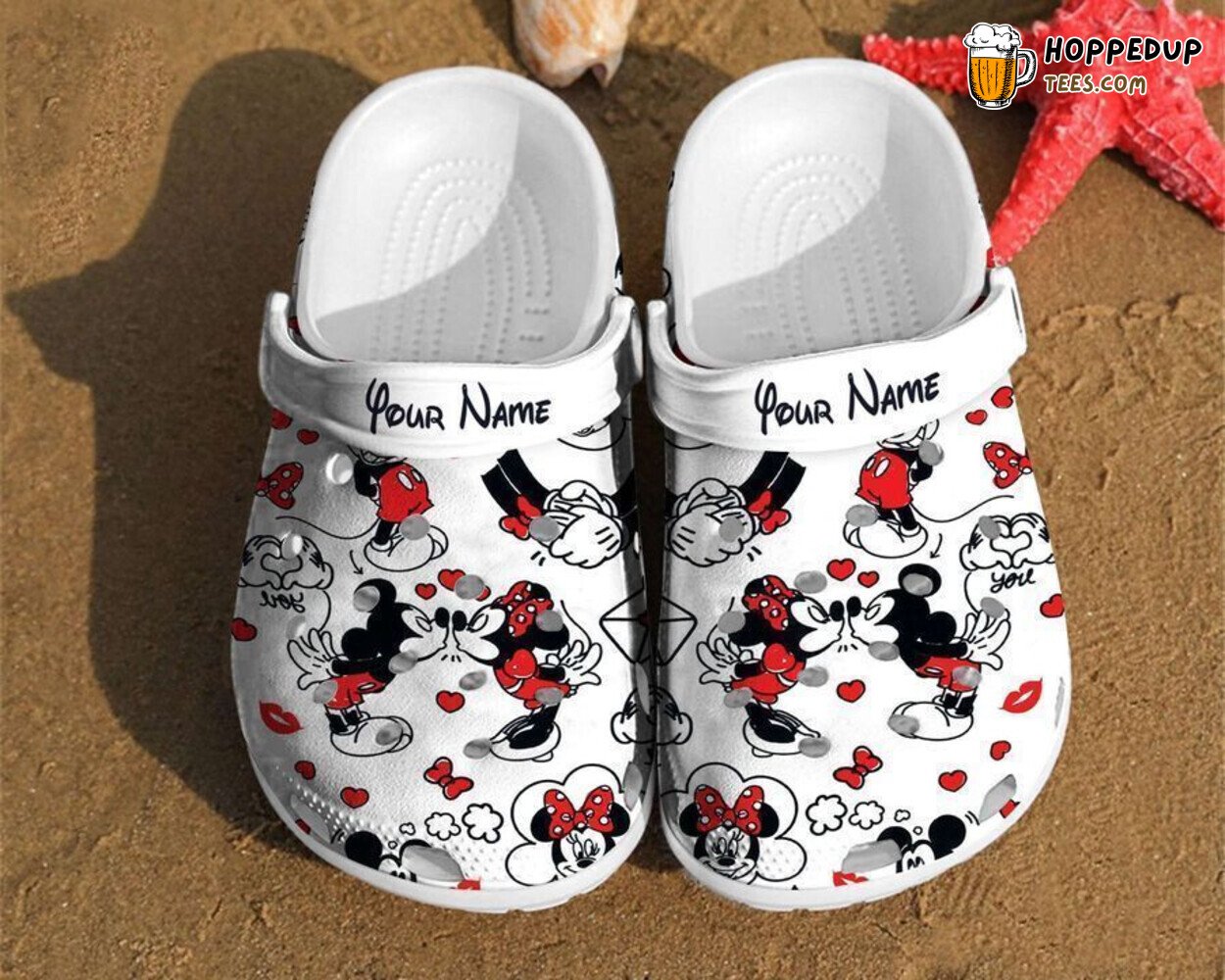 Personalized Mickey Minnie Kiss Disney Couple Mouse Custom Clogs