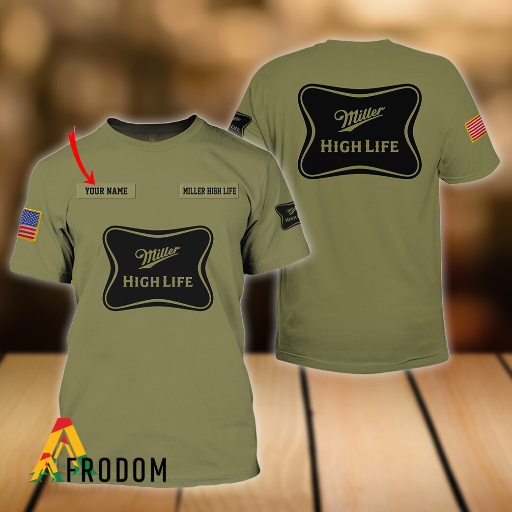 Personalized Military Green T-Shirt Miller High Life HU