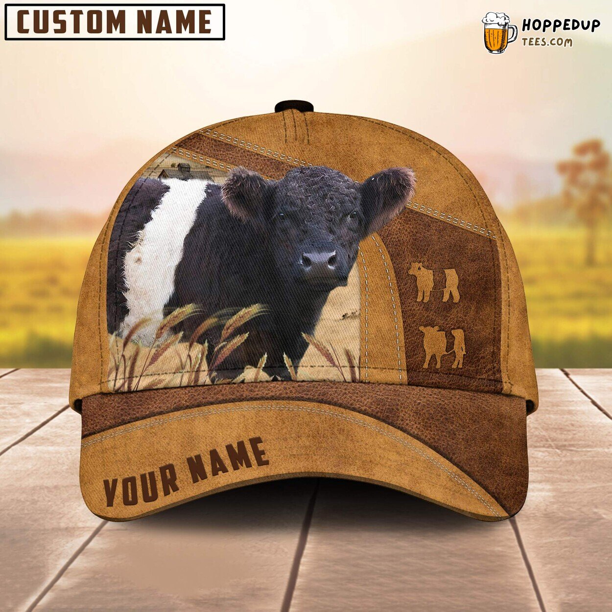 Personalized Name Belted Galloway 3D Cap All Over Print Baseball Leather