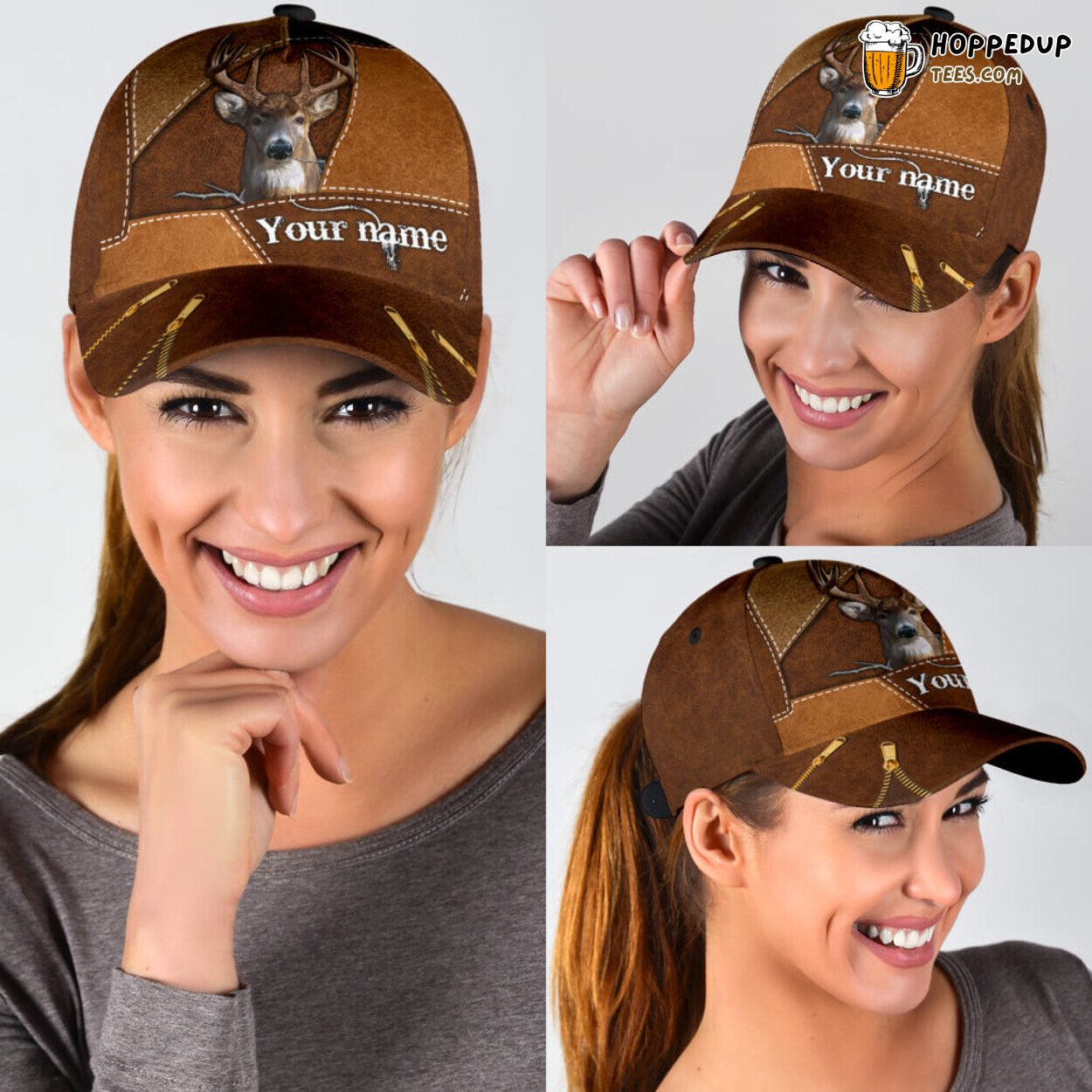 Personalized Name Deer 3D Print Classic Elegance Hunting Baseball Cap