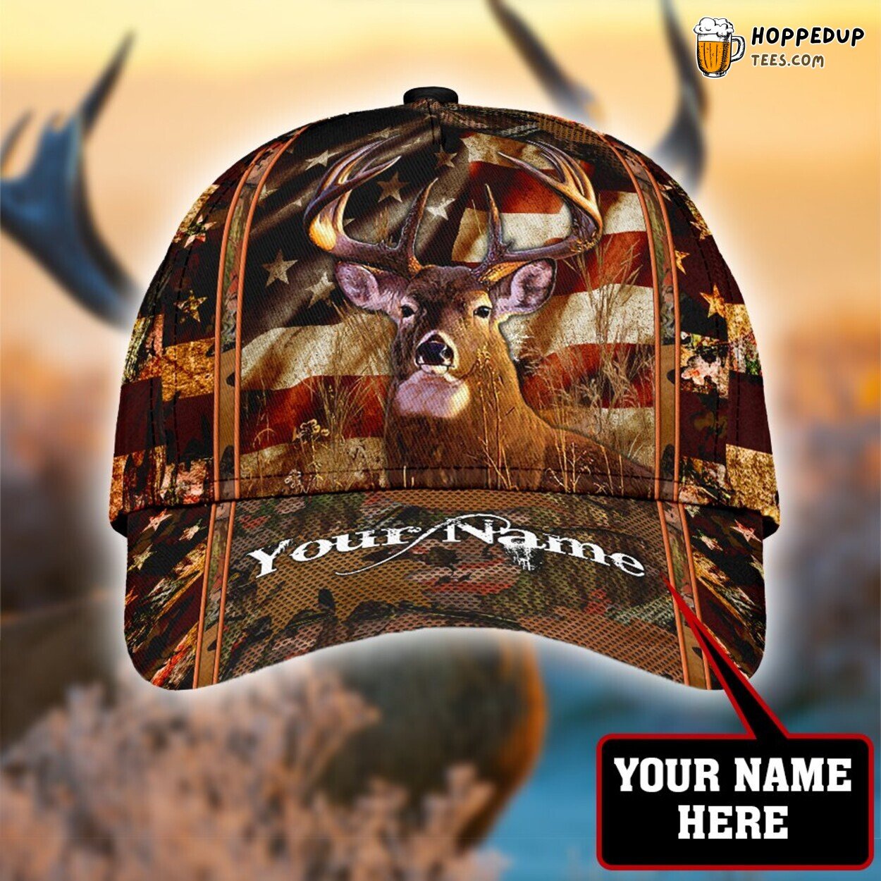 Personalized Name Deer Hunting Elegance 3D Print Classic Baseball Cap