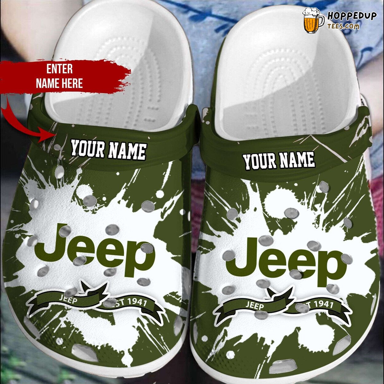 Personalized Name Jeep Lovers Themed Comfortable Unique Design Clogs