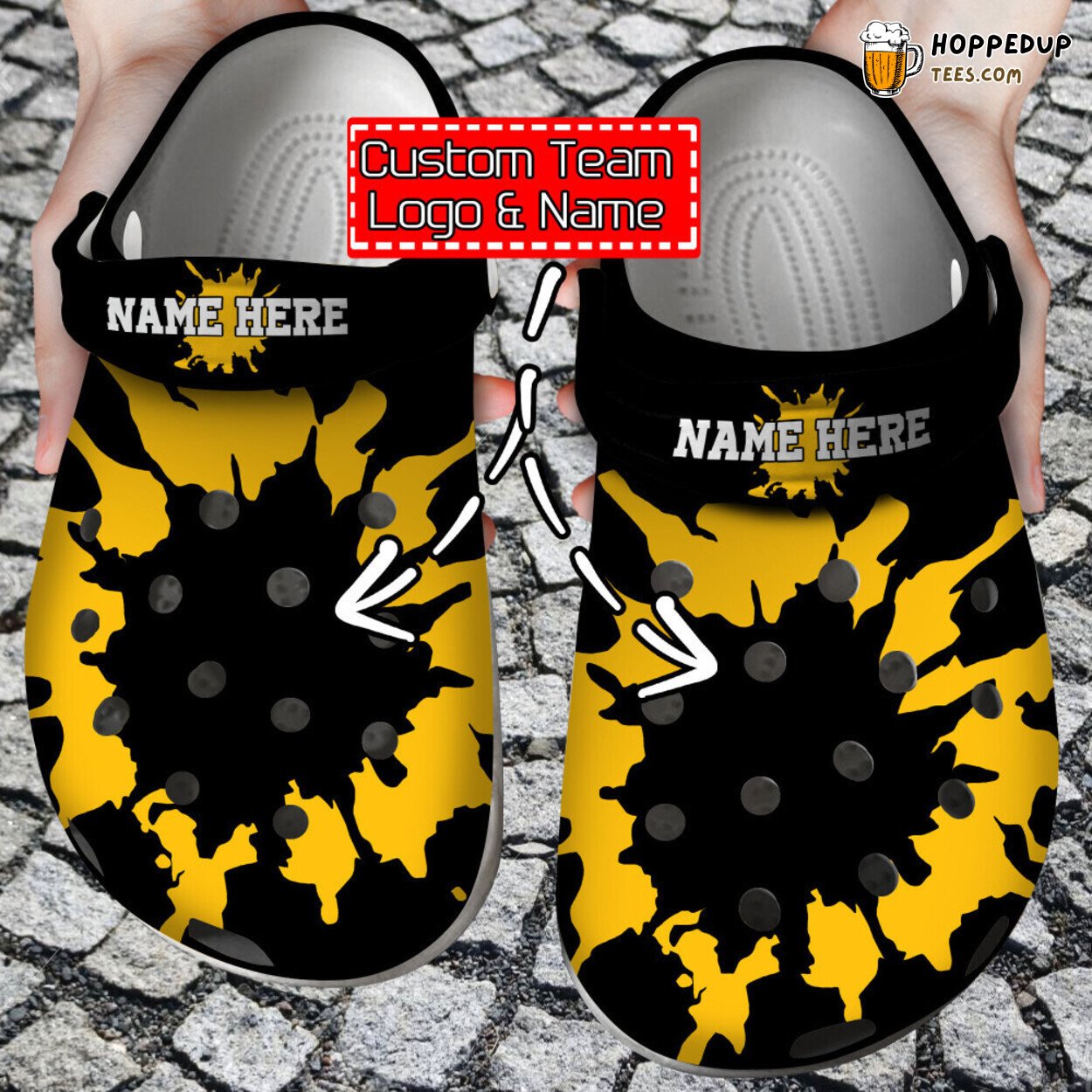 Personalized Name Logo Football Team Color Splash Unique Clog Shoes