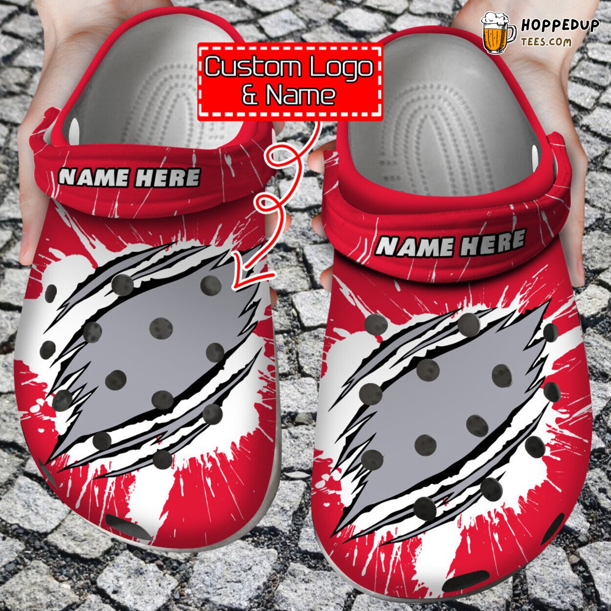 Personalized Name Logo Football Team Ripped Style Clog Shoes Unique