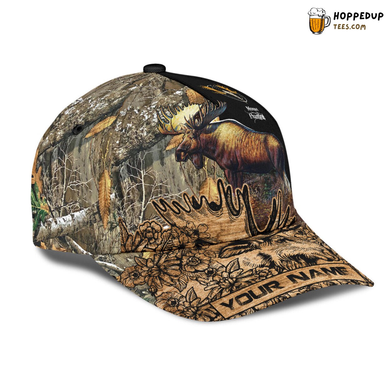 Personalized Name Mouse 3D Print Baseball Cap Classic Design for Hunting Fans