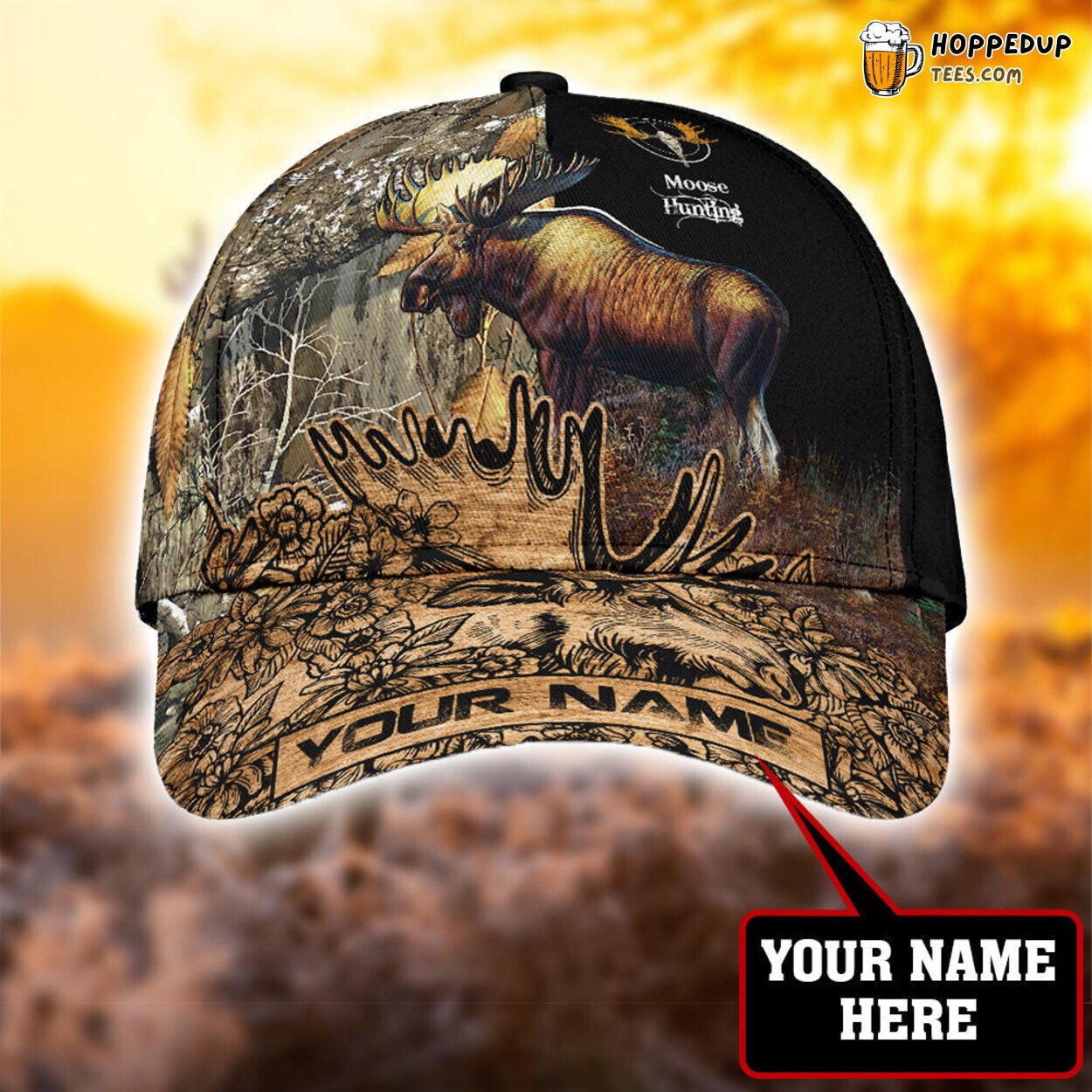 Personalized Name Mouse 3D Print Baseball Cap Classic Design for Hunting Fans