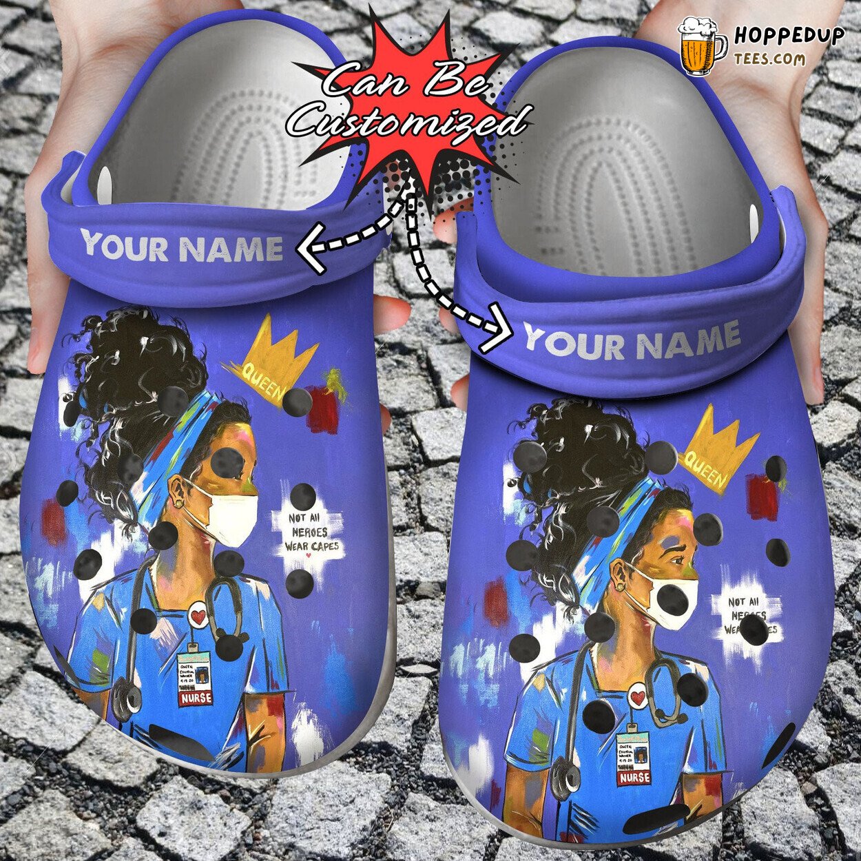 Personalized Nurse Black Queen Theme Comfortable Clogs Footwear