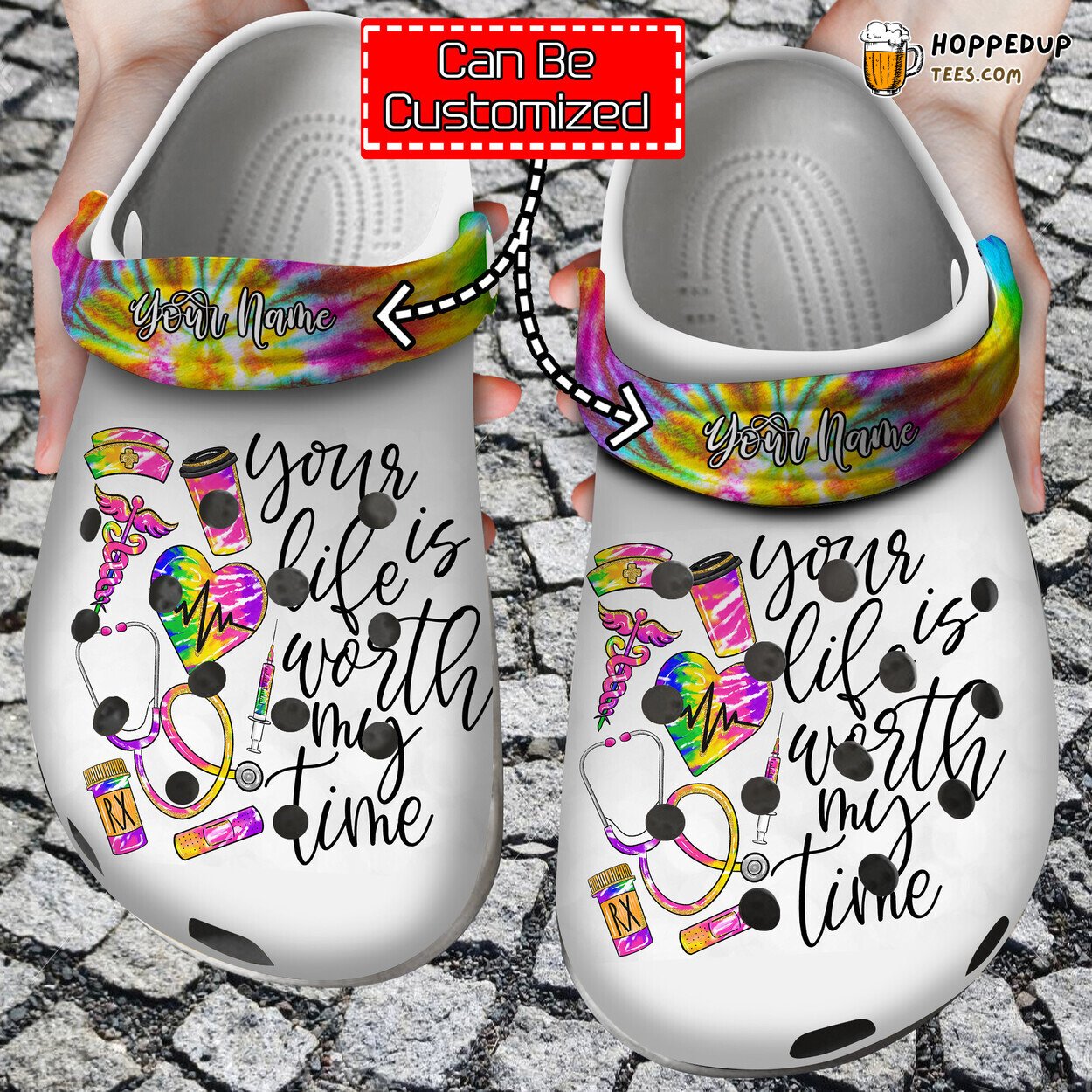 Personalized Nurse Life Tie Dye Clog Shoes Comfortable Design