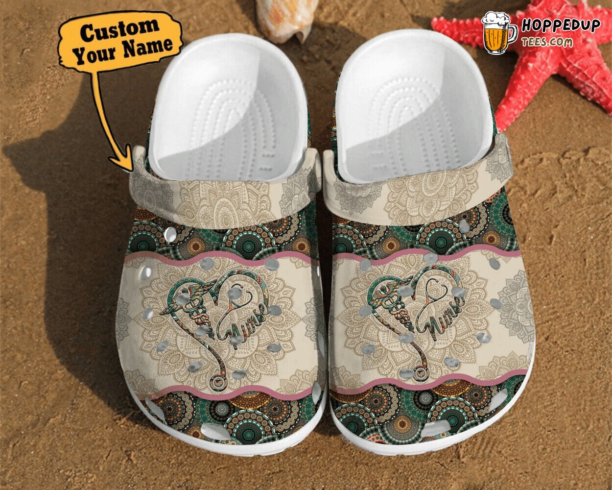Personalized Nurse Mandala Heart Vintage Unique Gift Comfortable Clogs