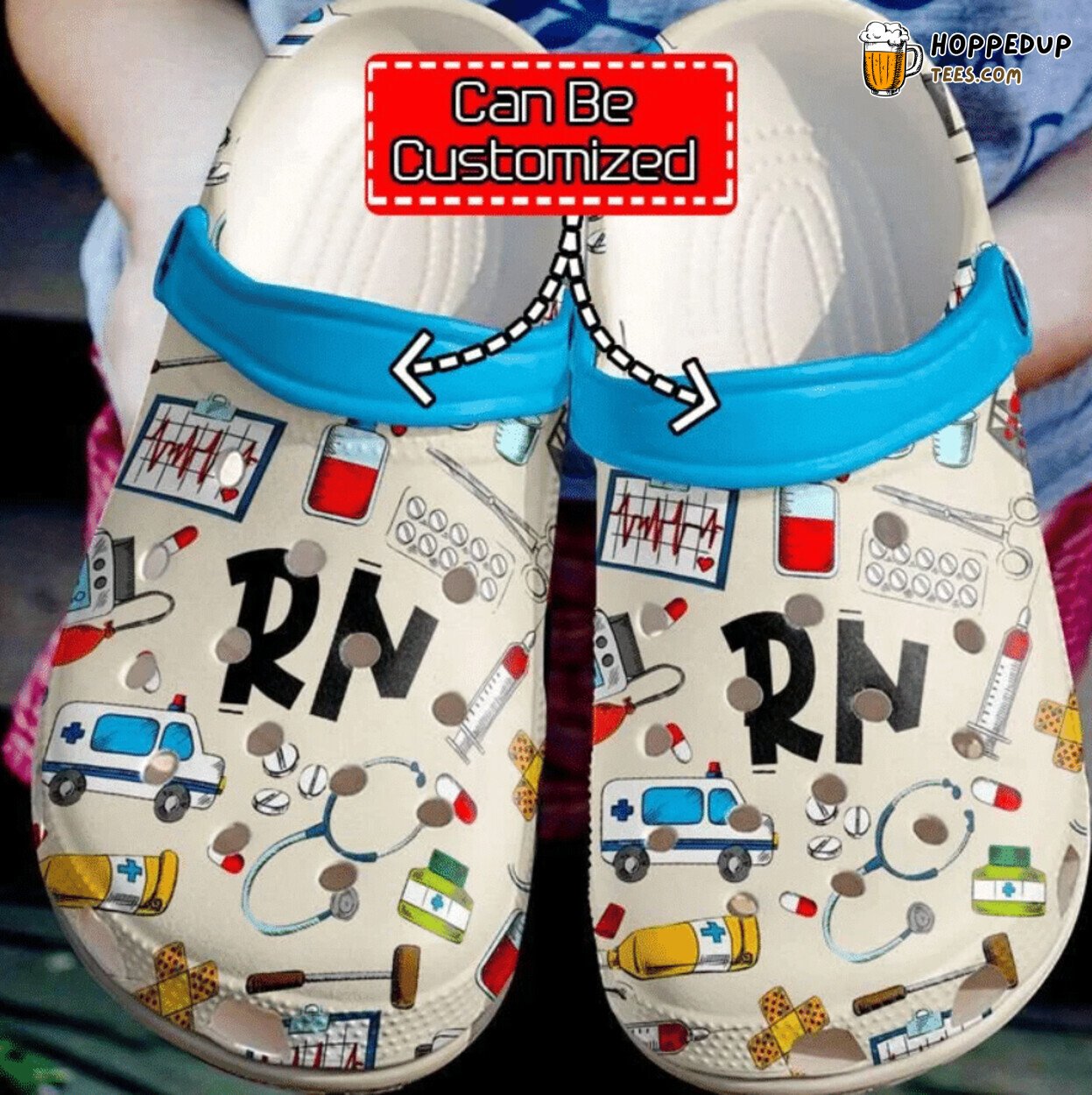 Personalized Nurse RN Pattern Comfortable Clogs Healthcare Footwear