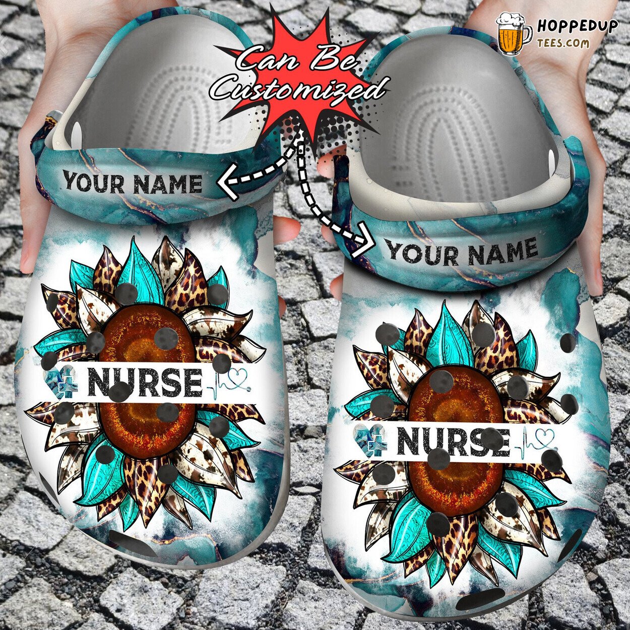 Personalized Nurse Sunflower Glitter Custom Comfortable Clogs Footwear