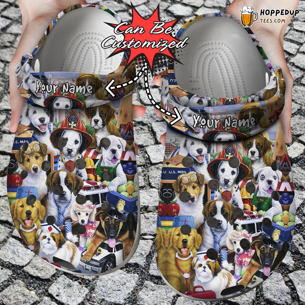 Personalized Nurse Working Puppies Theme Comfortable Clogs Shoes