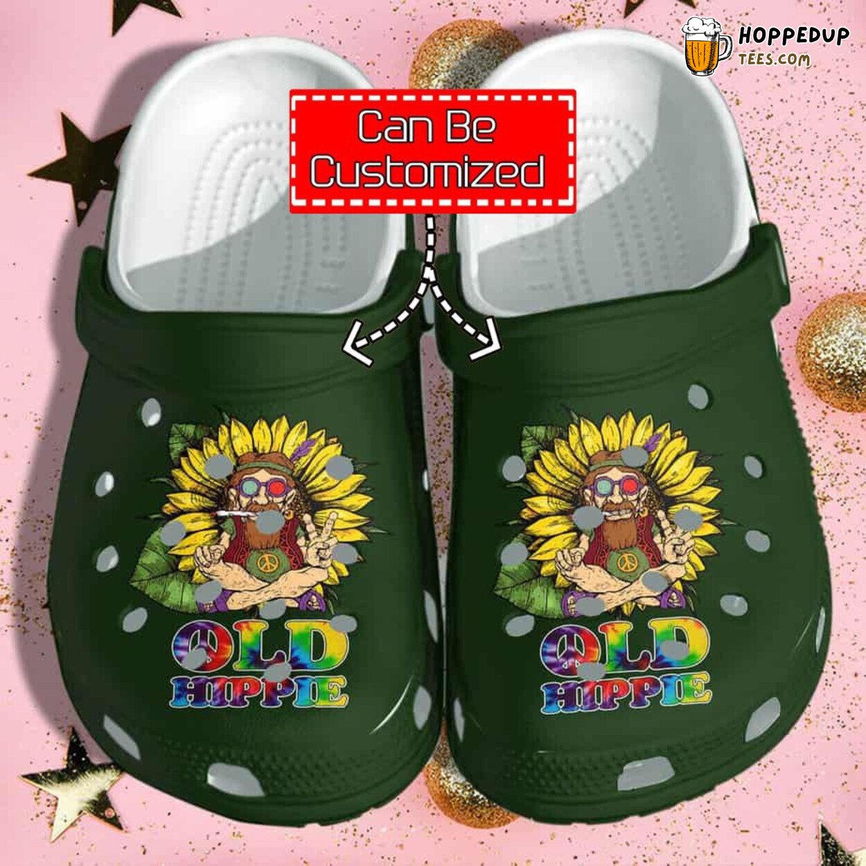 Personalized Old Men Hippie Sunflower Weed Father Day Custom Clogs