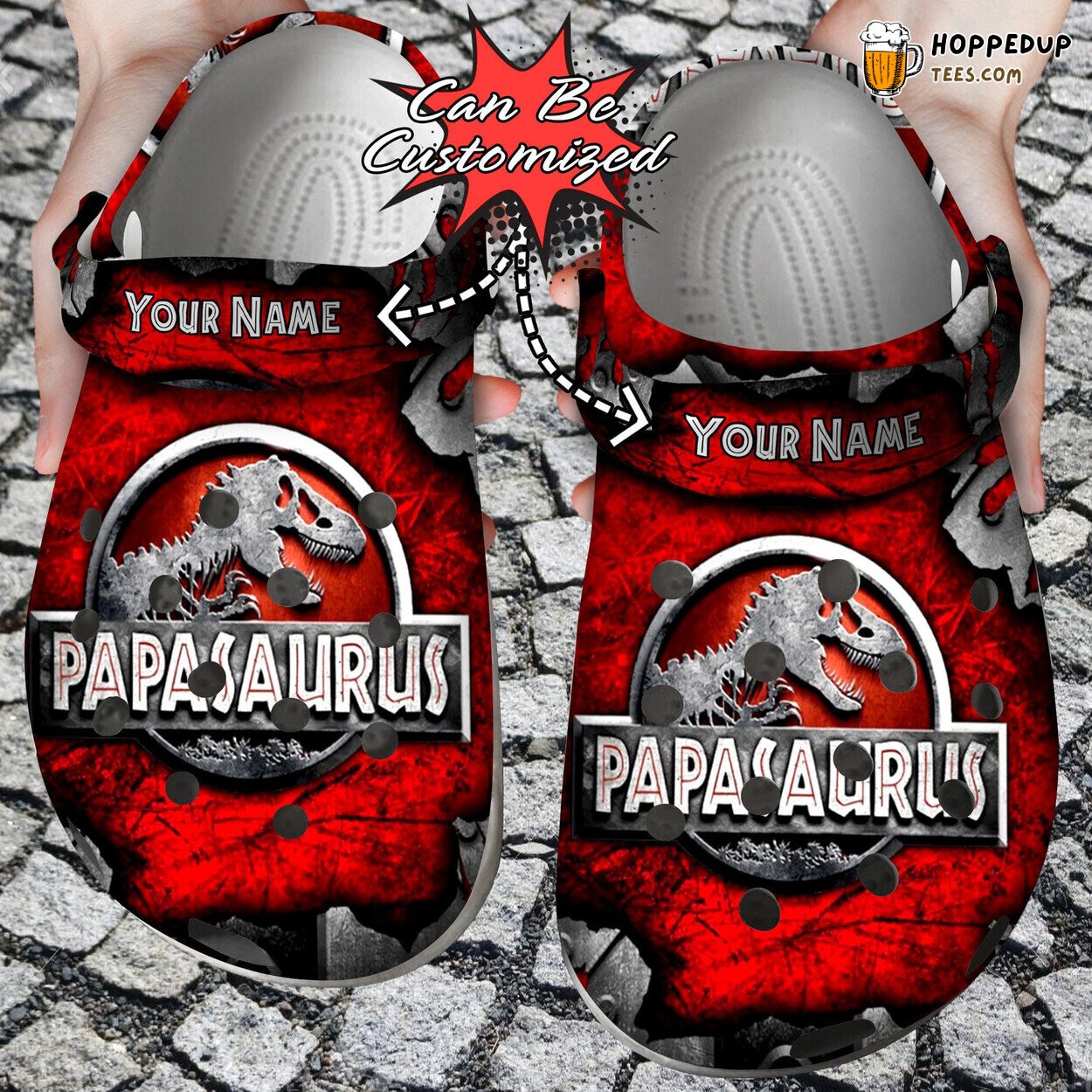 Personalized Papasaurus Daddy Dinosaur Custom Comfortable Clogs Shoes