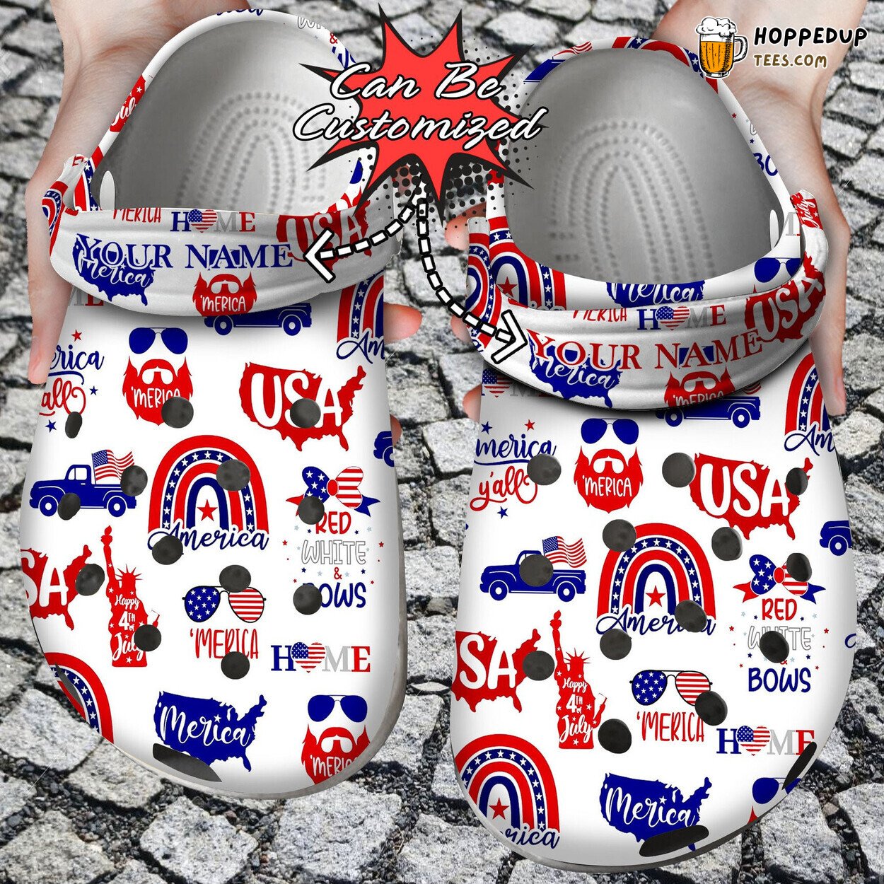 Personalized Patriotic American Pattern Custom Comfortable Clogs Shoes