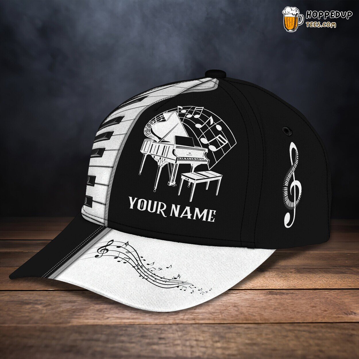 Personalized Piano Enthusiast Classic Cap 3D Unique Custom Name Melody Space