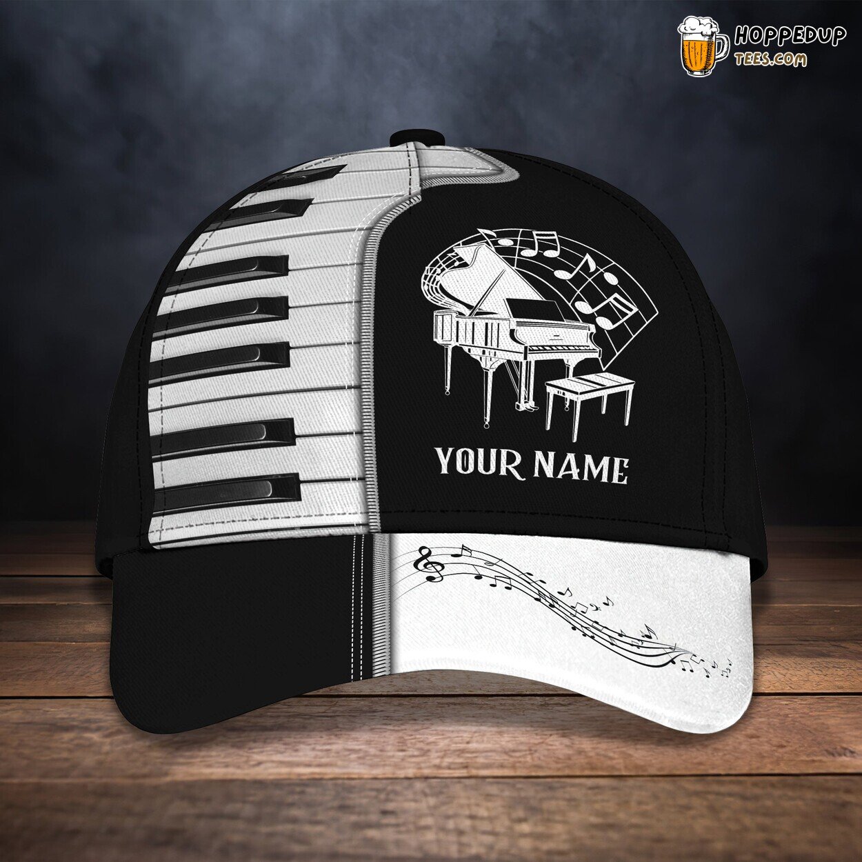 Personalized Piano Enthusiast Classic Cap 3D Unique Custom Name Melody Space