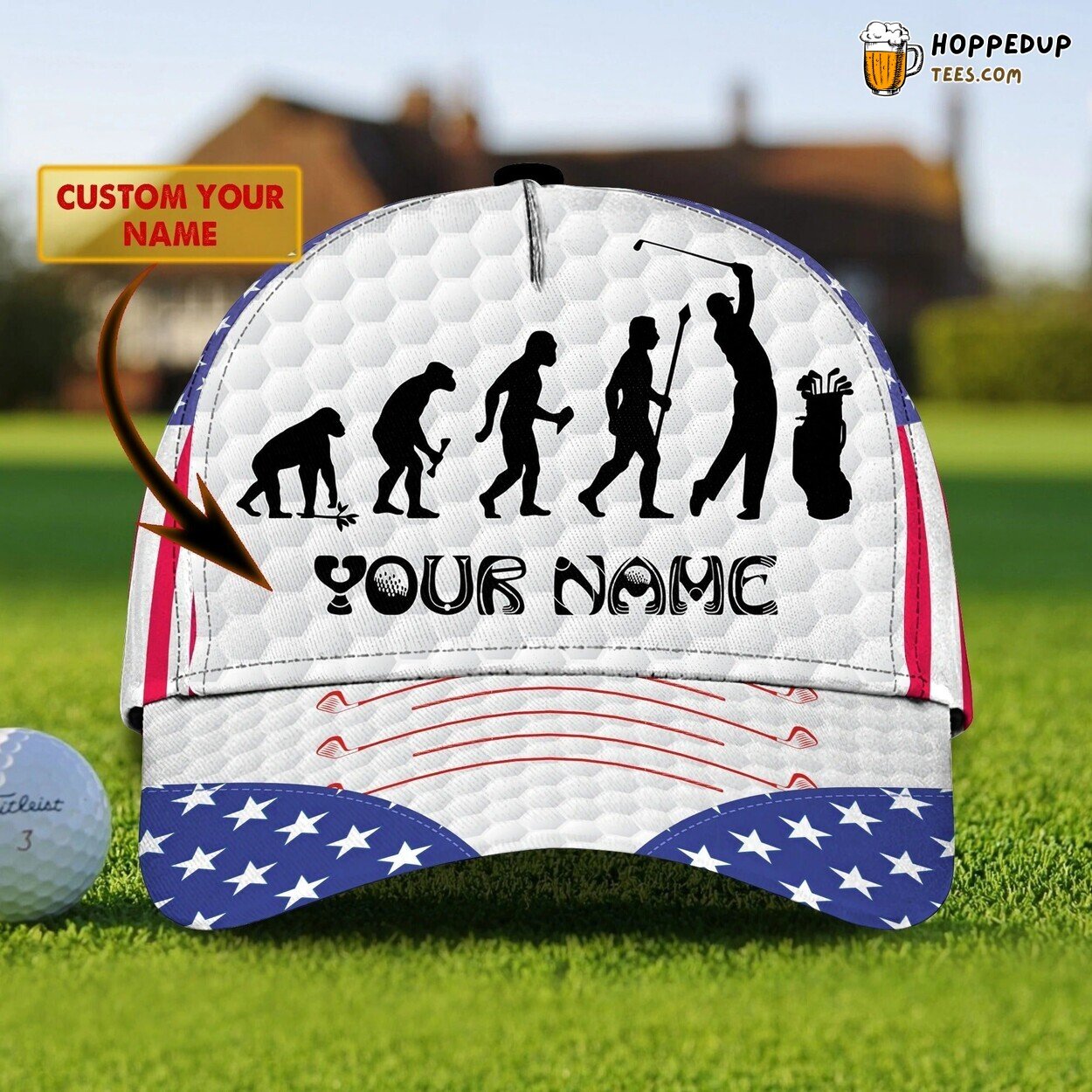 Personalized Progress Golf Master 3D Cap Love Golf Full Print White Hat