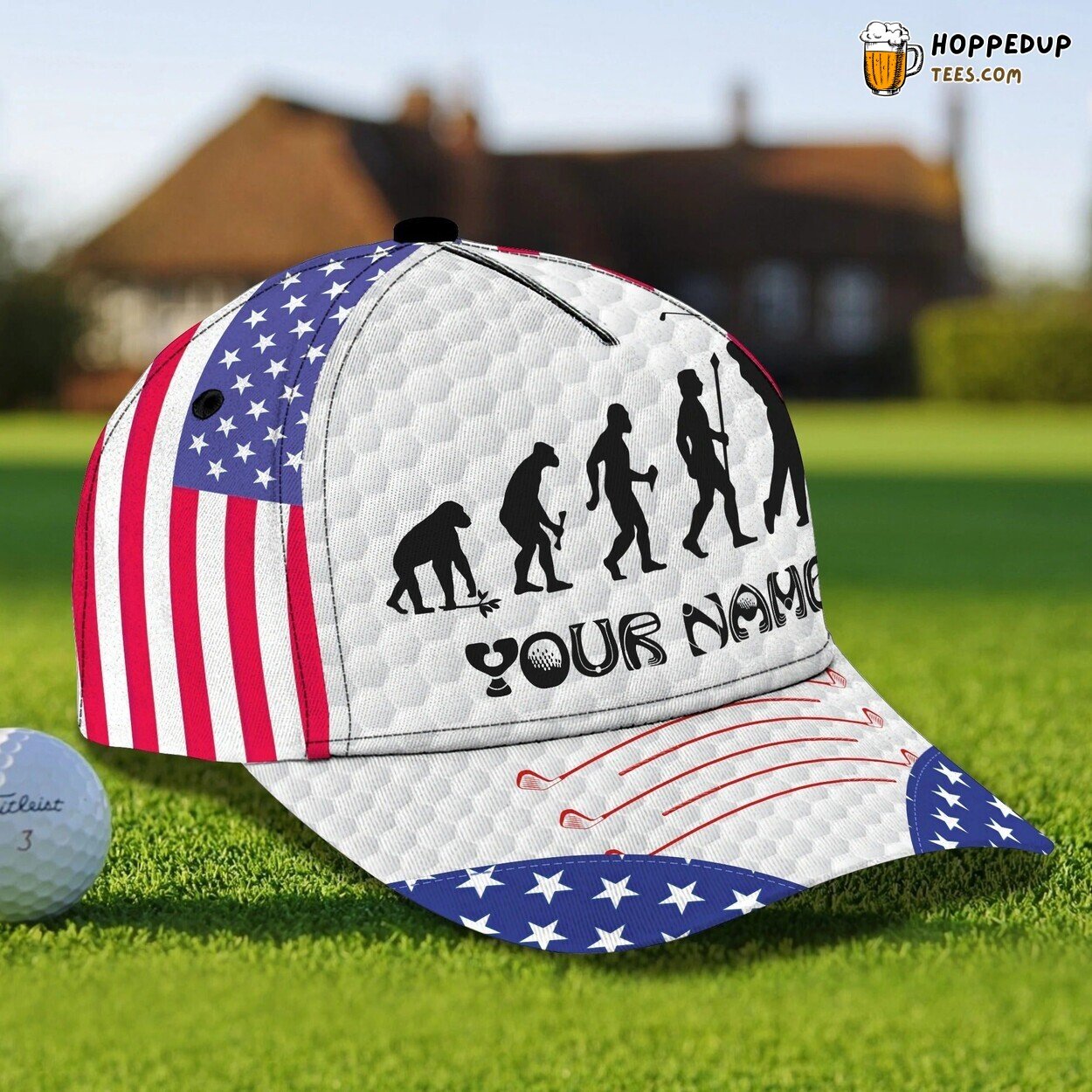 Personalized Progress Golf Master 3D Cap Love Golf Full Print White Hat