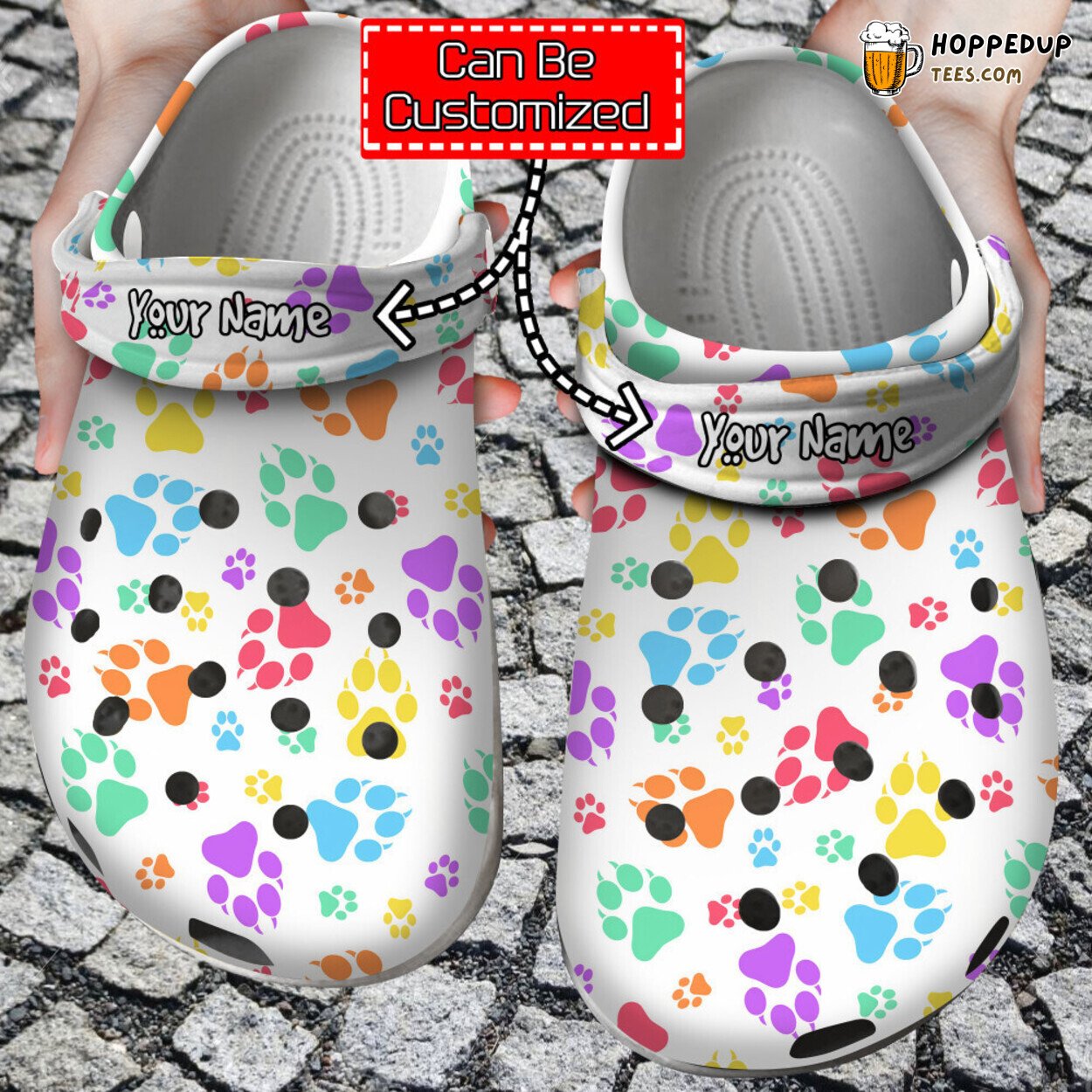 Personalized Puppy Paw Prints Pattern Clog Shoes for Dog Lovers