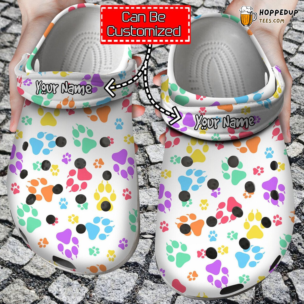 Personalized Puppy Paw Prints Pattern Comfortable Clogs Canine Shoes