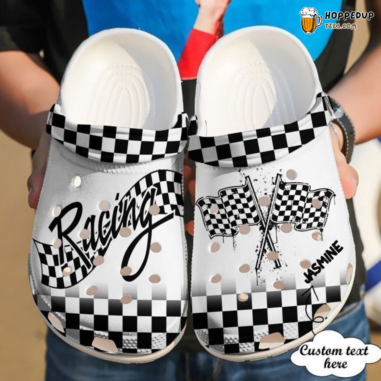 Personalized Racing Flag Theme Classic Comfortable Clogs Shoes Unique