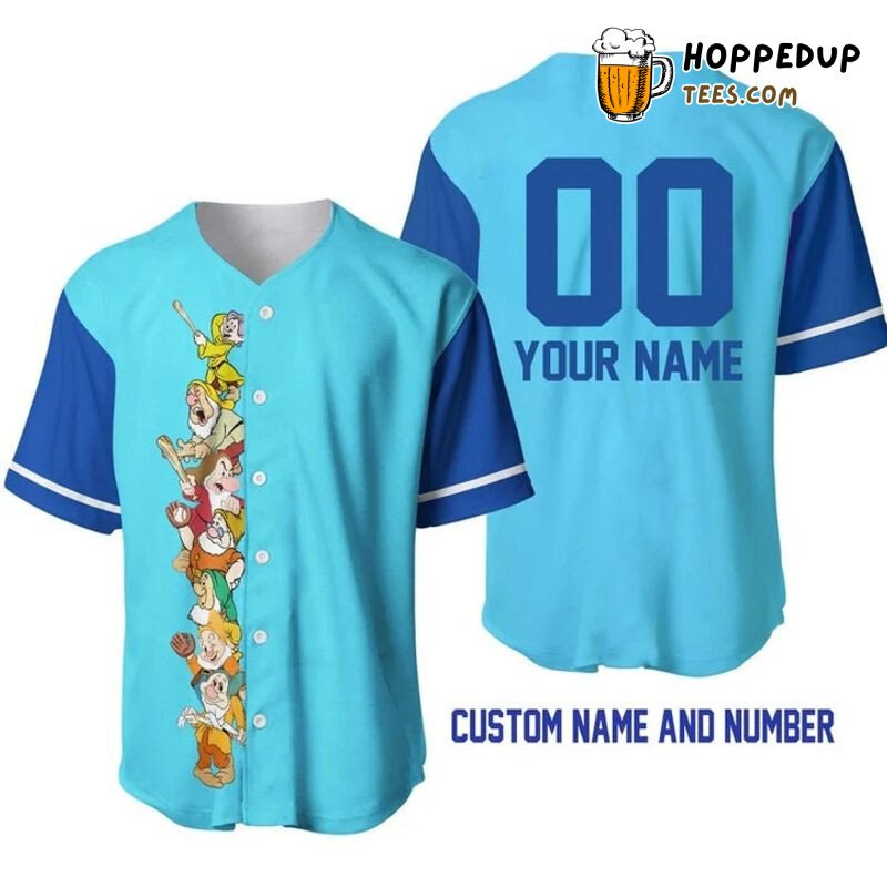 Personalized Seven Dwarfs Snow White All Over Print Baseball Jersey Blue Unisex Jersey Shirt