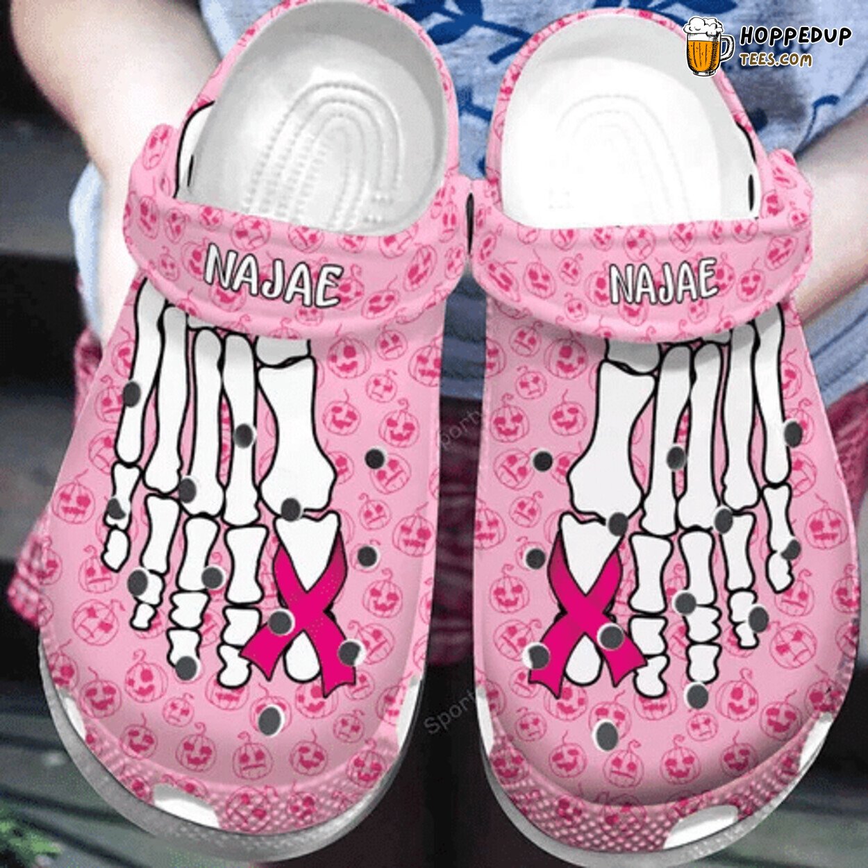 Personalized Skeleton Breast Cancer Comfortable Unique Clog Shoes
