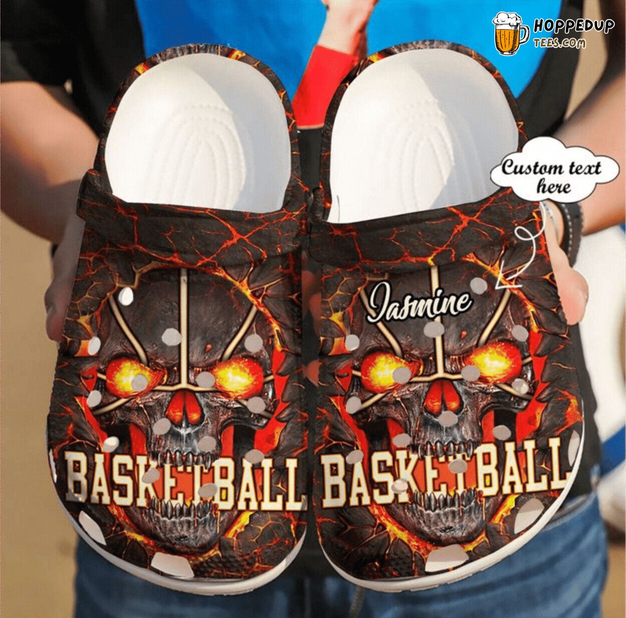 Personalized Skull Basketball Theme Clog Shoes Unique Sports Inspired Design