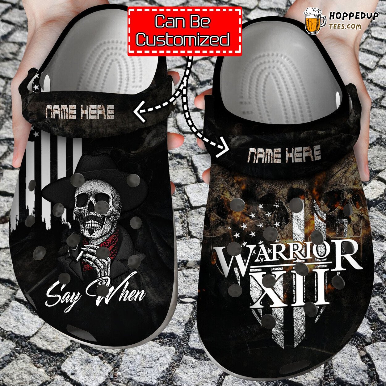 Personalized Skull Warrior XII Say When Theme Comfortable Clogs