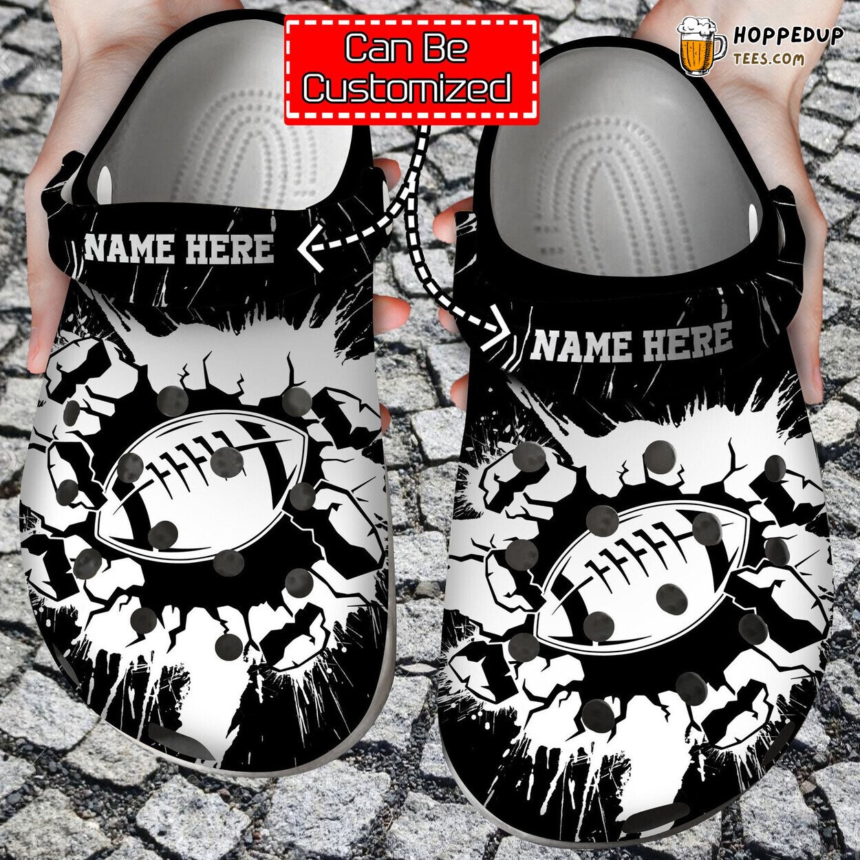 Personalized Smashing Football Themed Comfortable Unique Clog Shoes